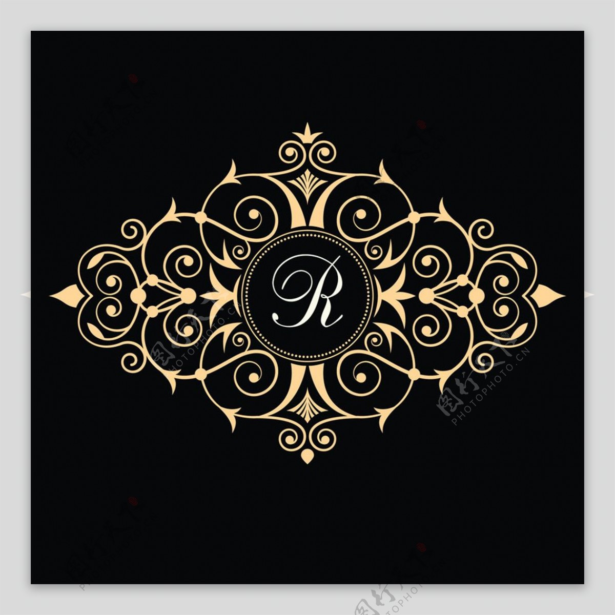 字母r和花纹logo图片