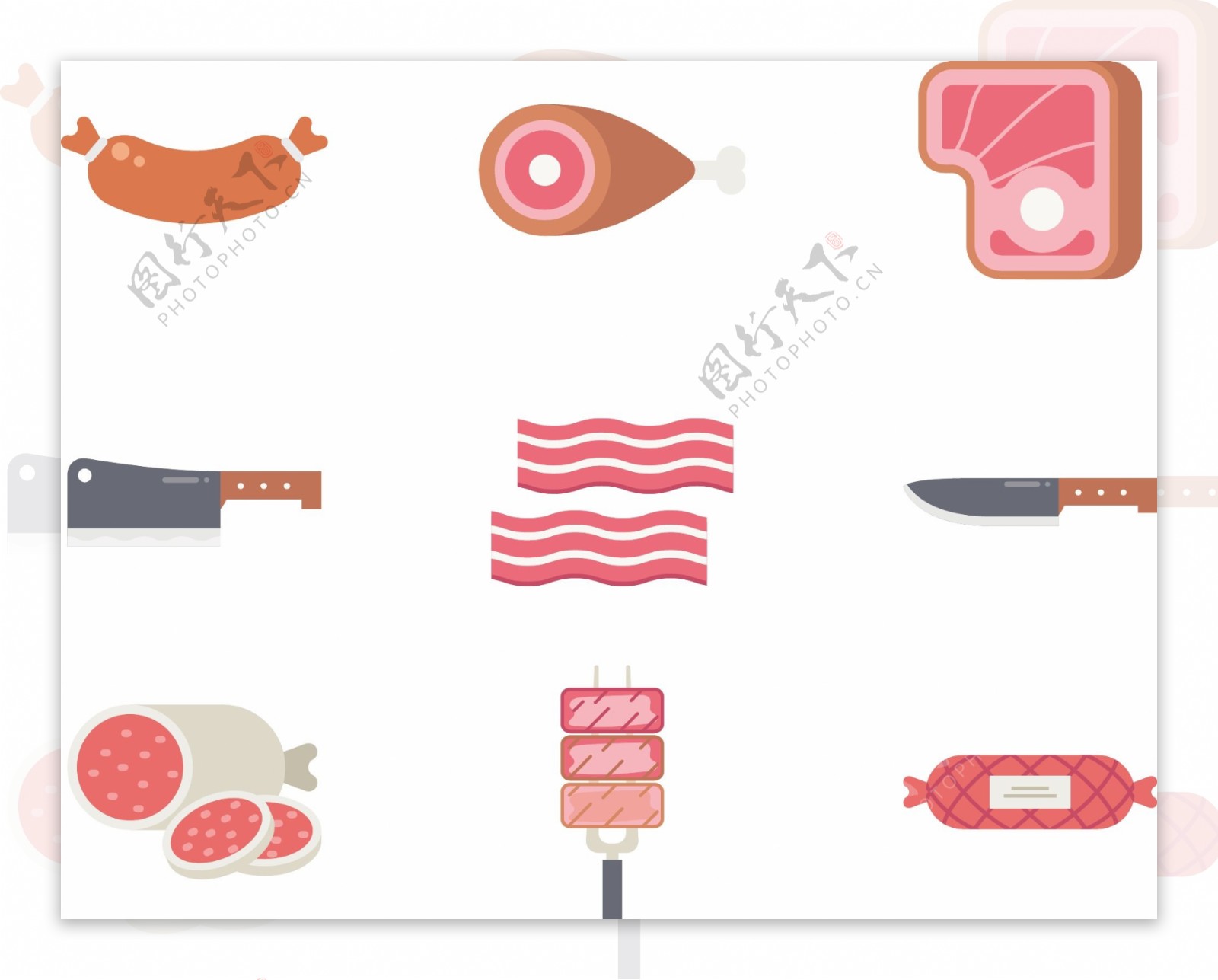 扁平肉类食物图标