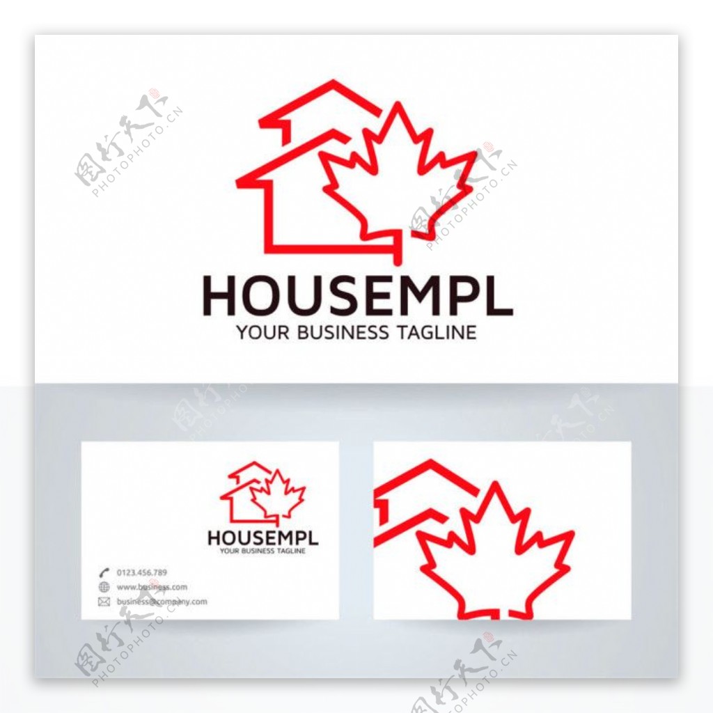 房屋和枫叶logo图片