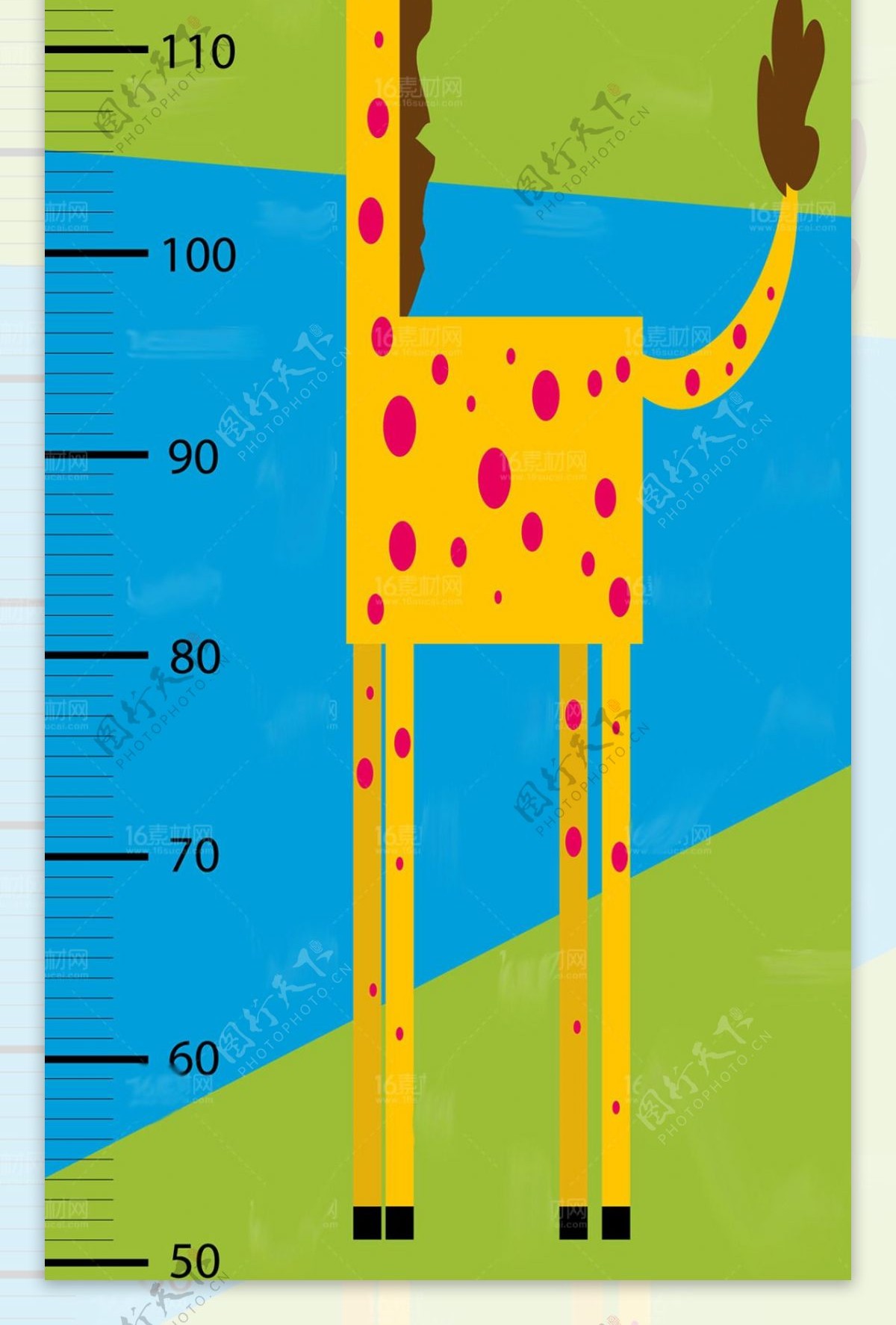 卡通长颈鹿量身高尺设计矢量素材