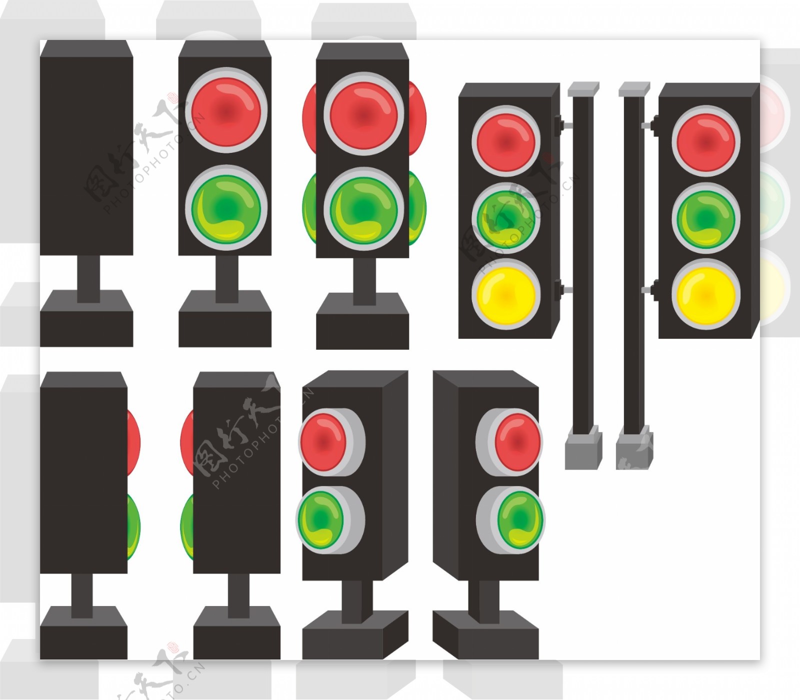 卡通3D交通红绿灯