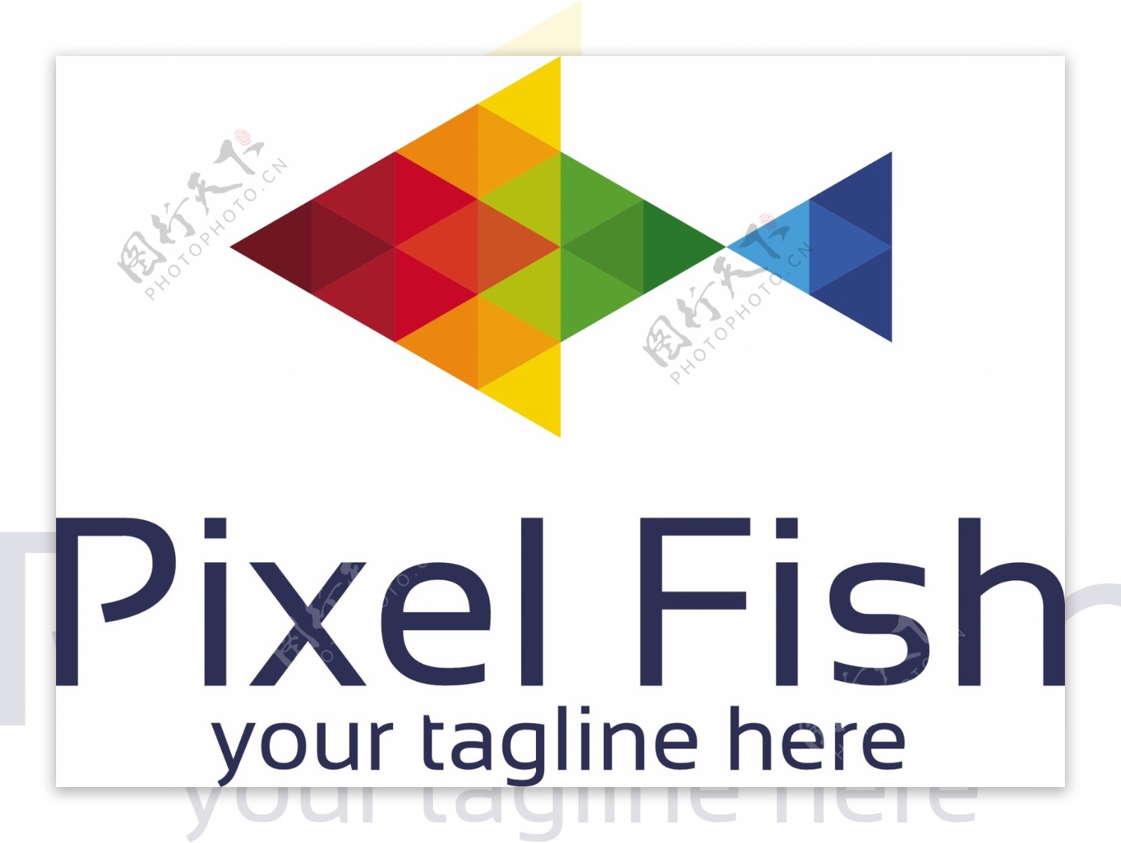 多边形鱼类logo标志