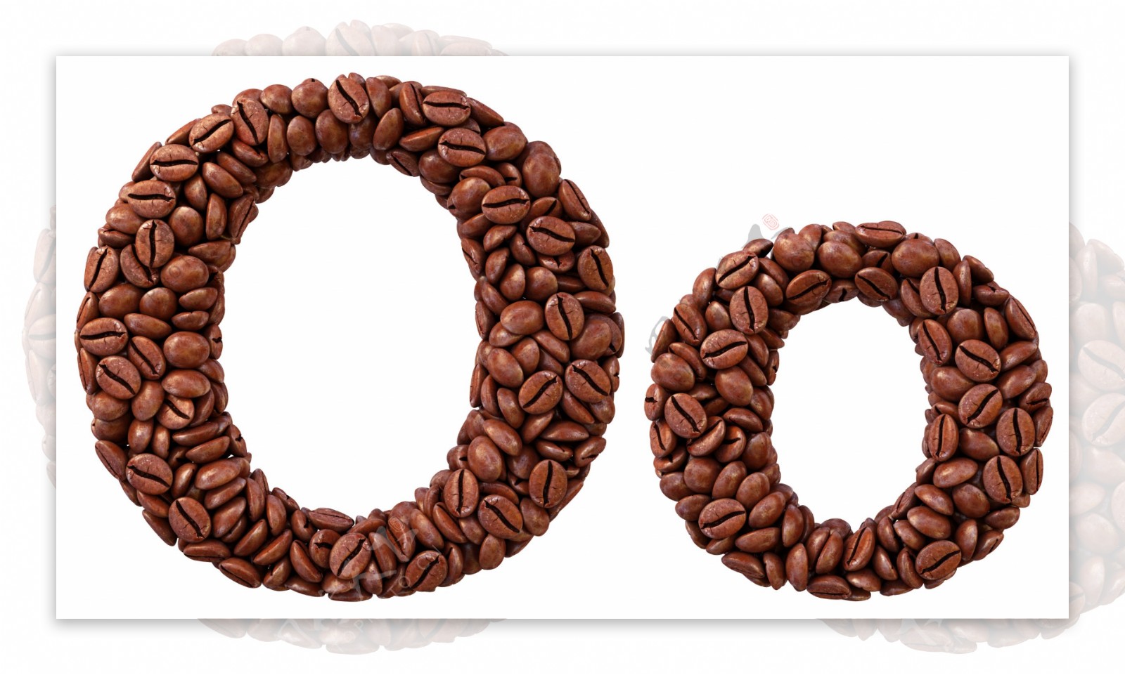 咖啡豆组成的字母O图片