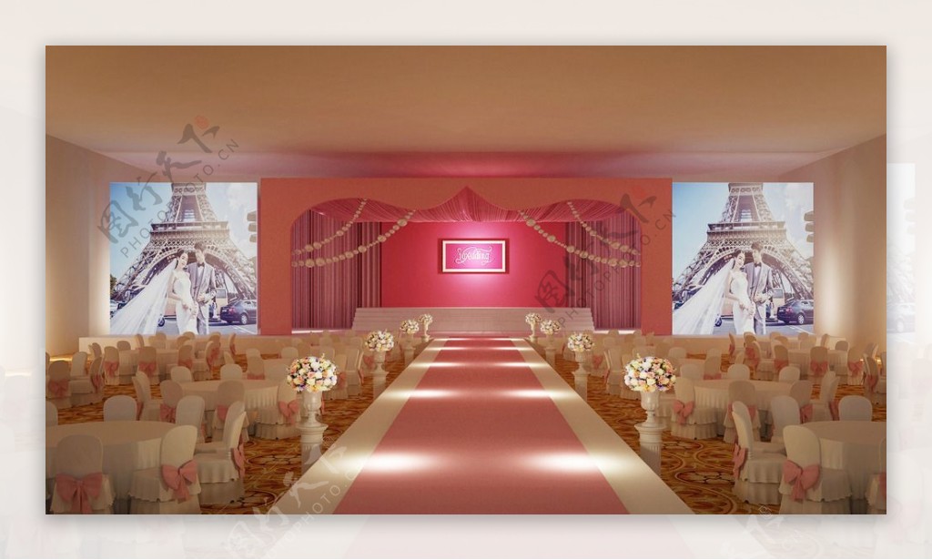 粉色婚礼舞台图片