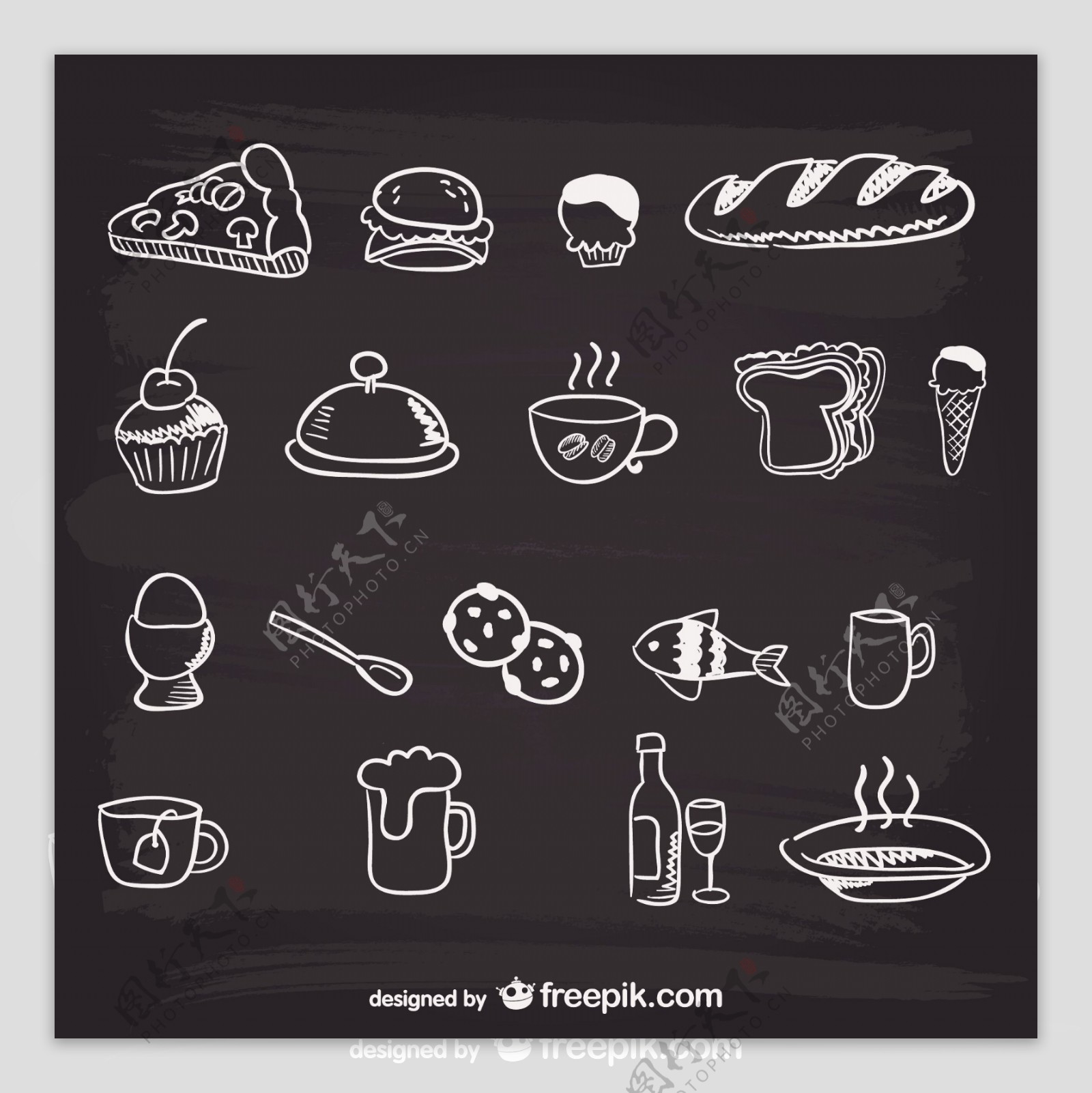 手绘菜单食品图形