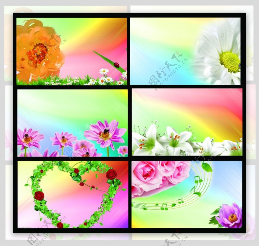 精美花纹花卉名片卡片设计PSD素材