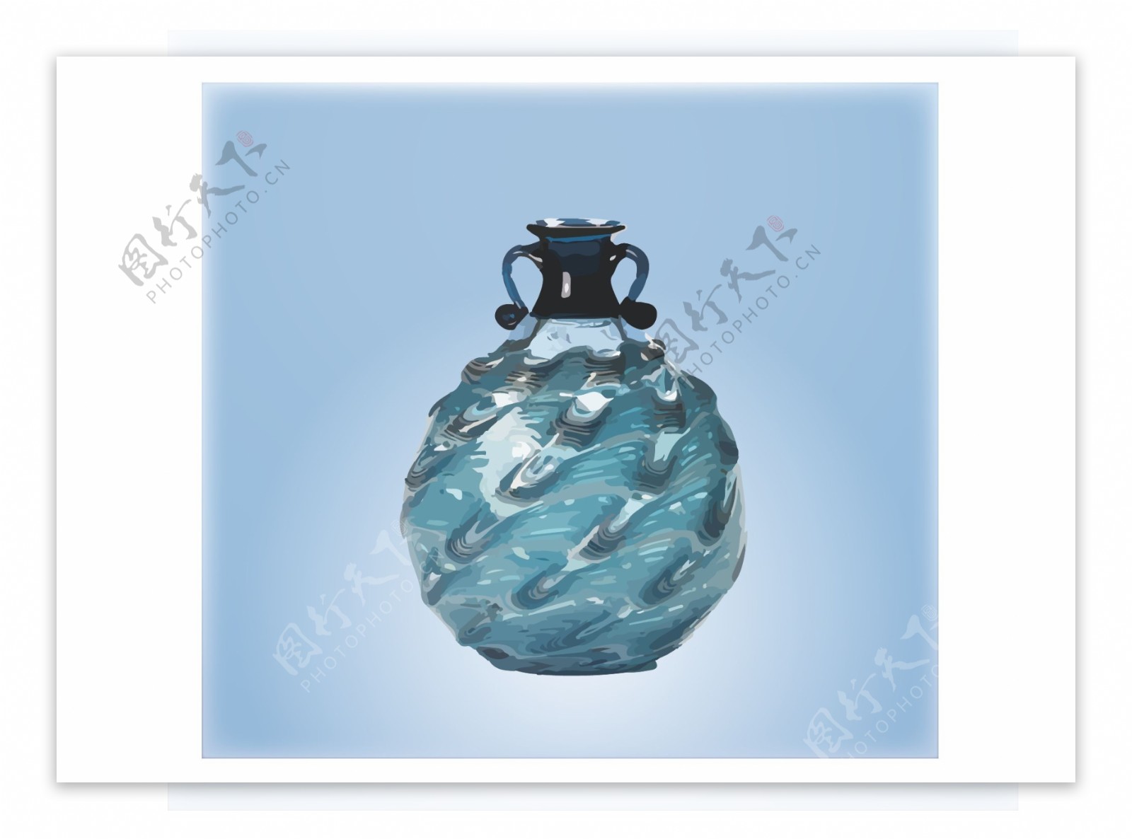 高贵的蓝色玻璃花瓶矢量图