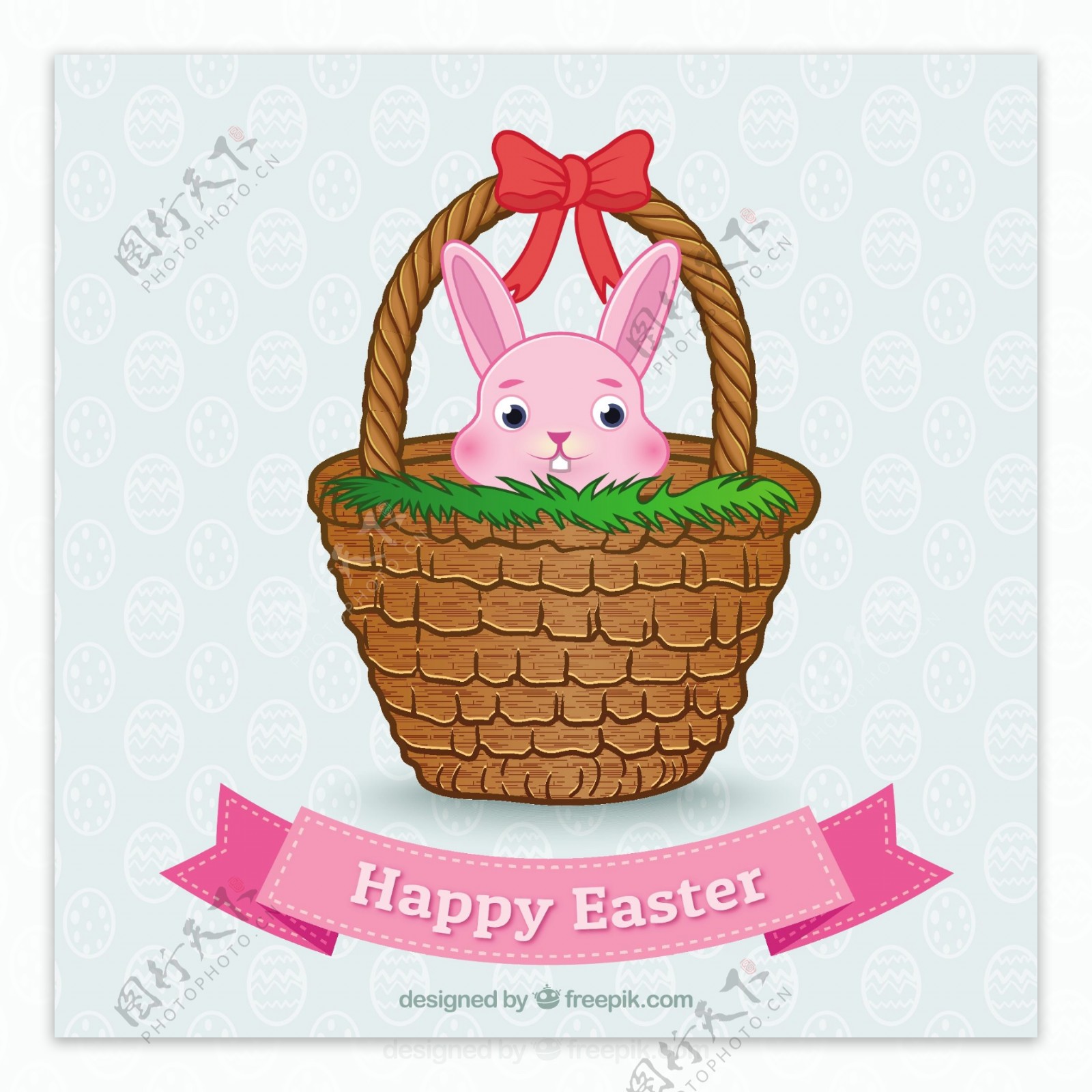 复活节兔子在一个篮子里