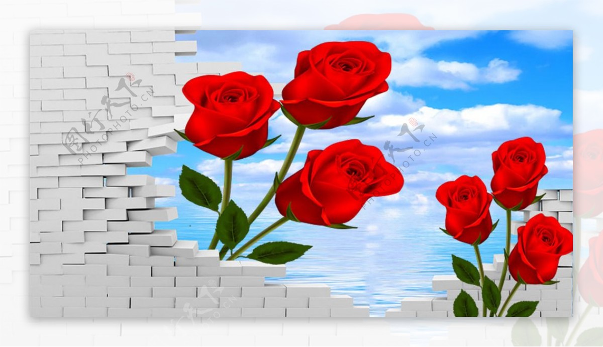 3D玫瑰花背景
