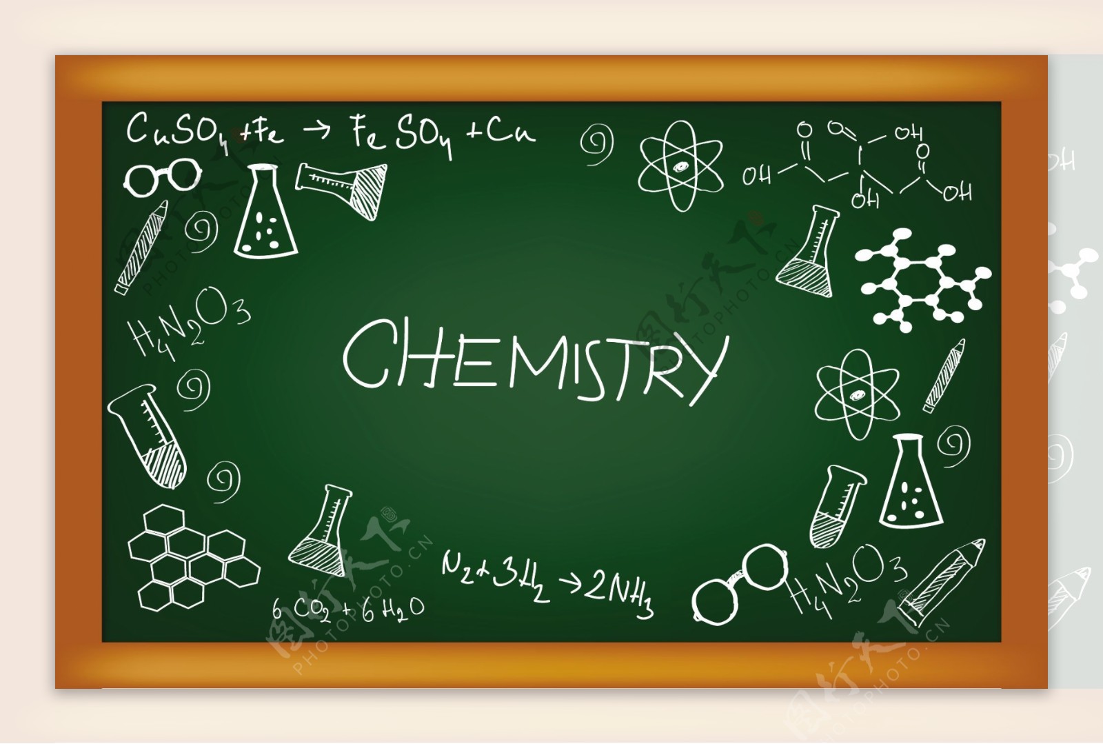 学校黑板化学矢量图