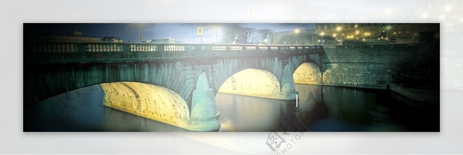 大桥夜景banner创意设计