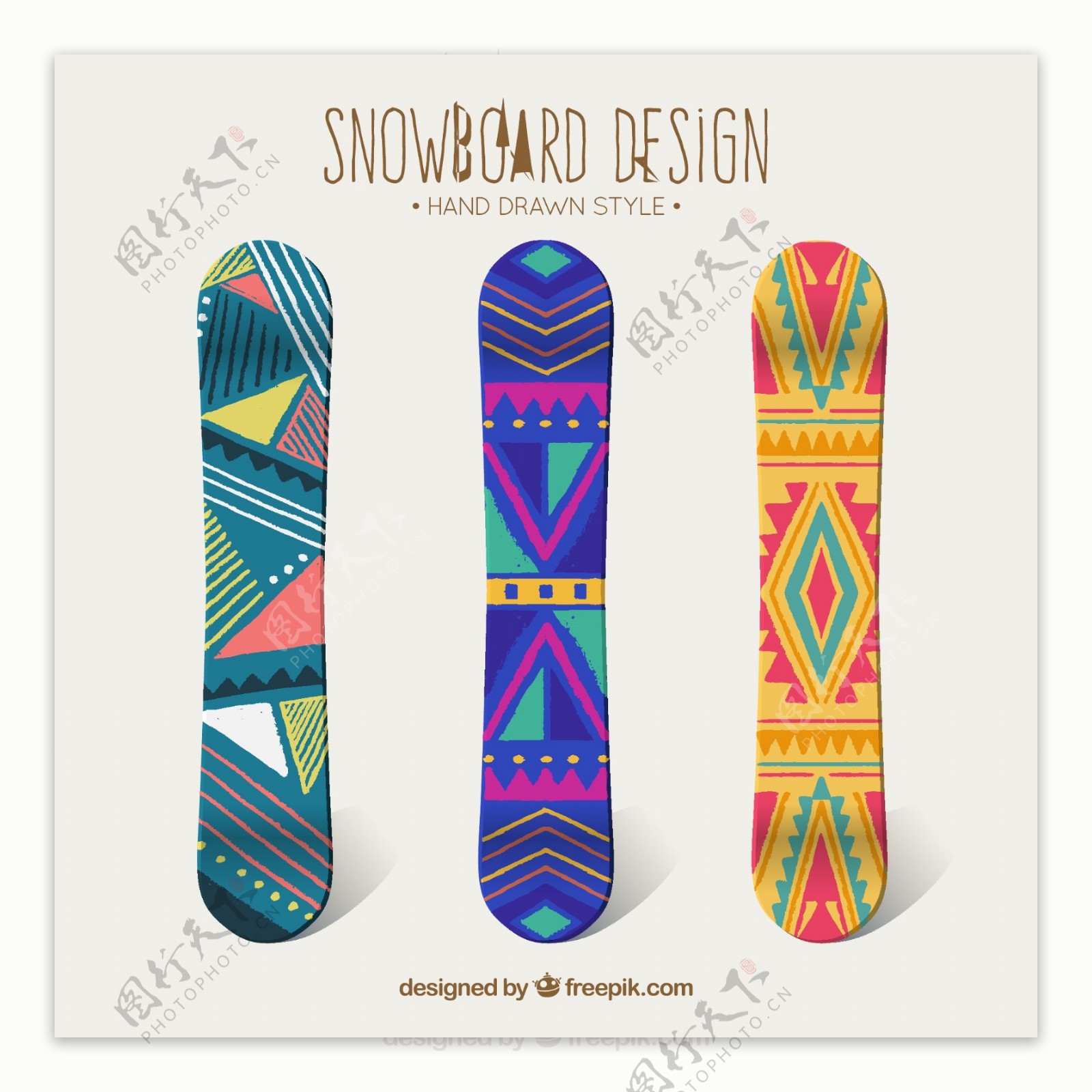 三滑雪板图案设计