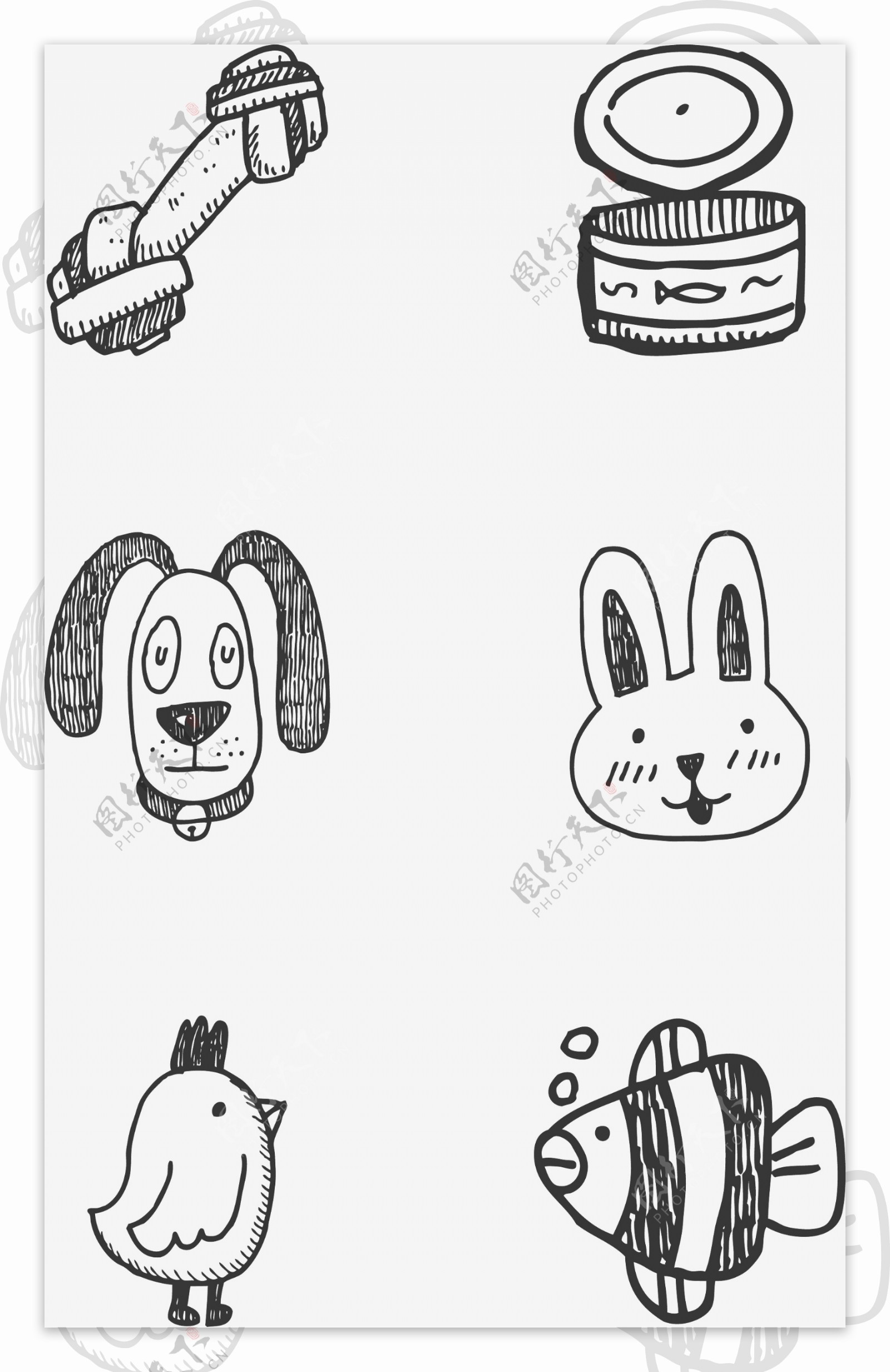 宠物可爱手绘卡通水果蔬菜图标矢量素材