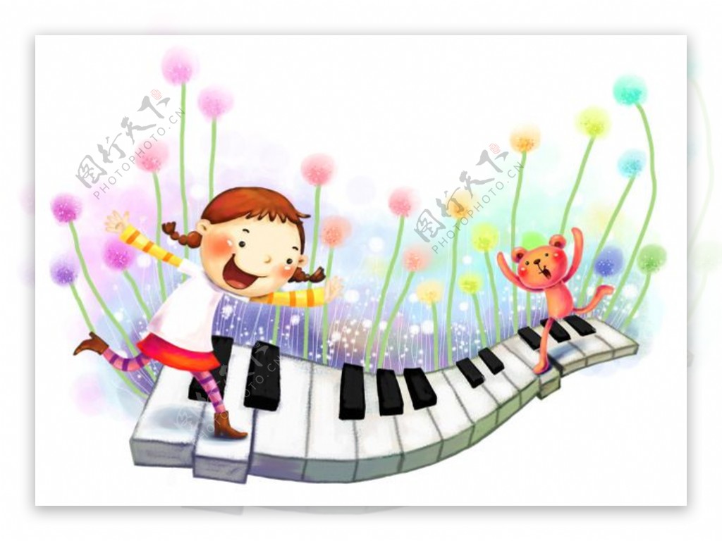 琴键上快乐的孩子