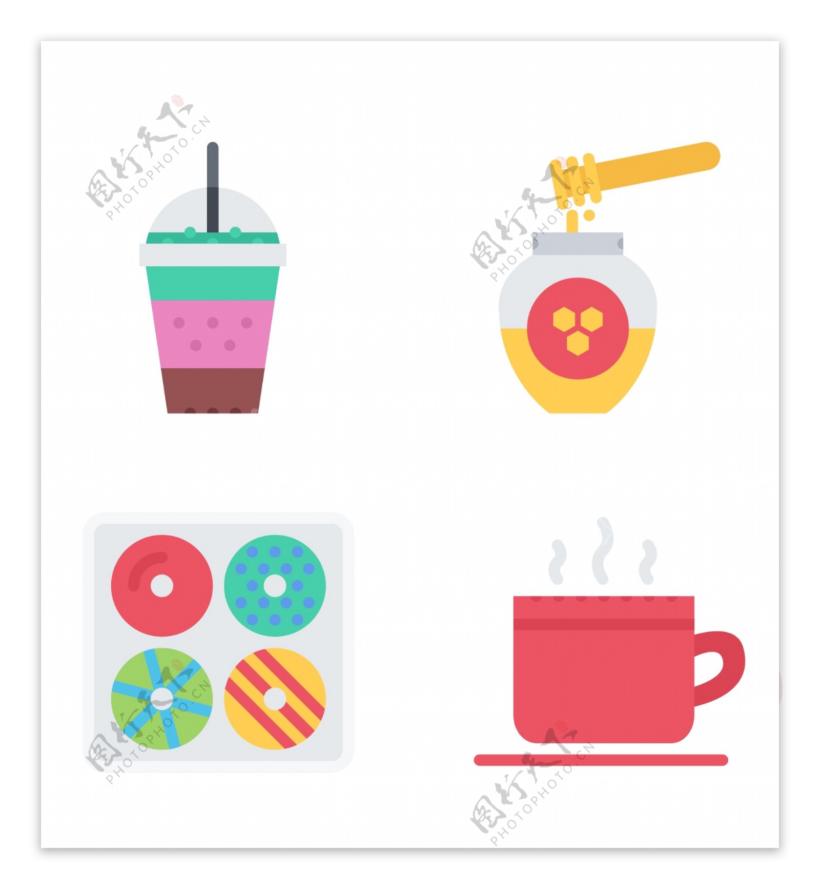 饼干杯茶甜甜圈简约图标icon