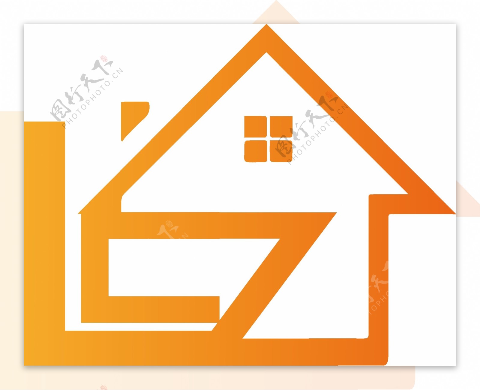 黄色房子英文字母logo