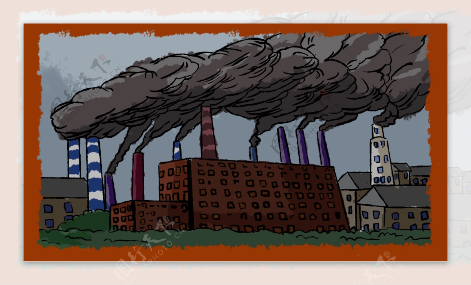 大气污染保护环境公益主题插画