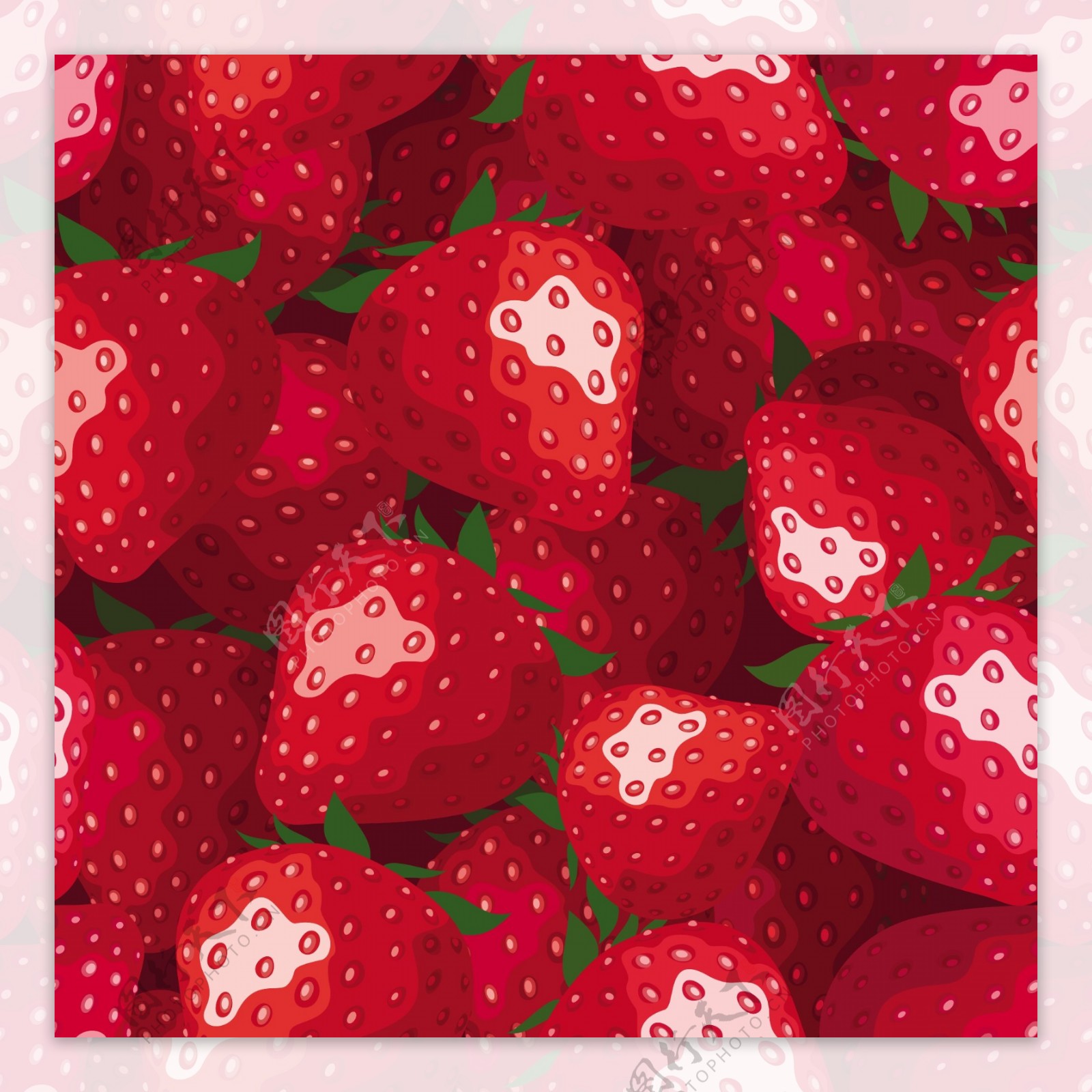 创意草莓无缝背景矢量素材