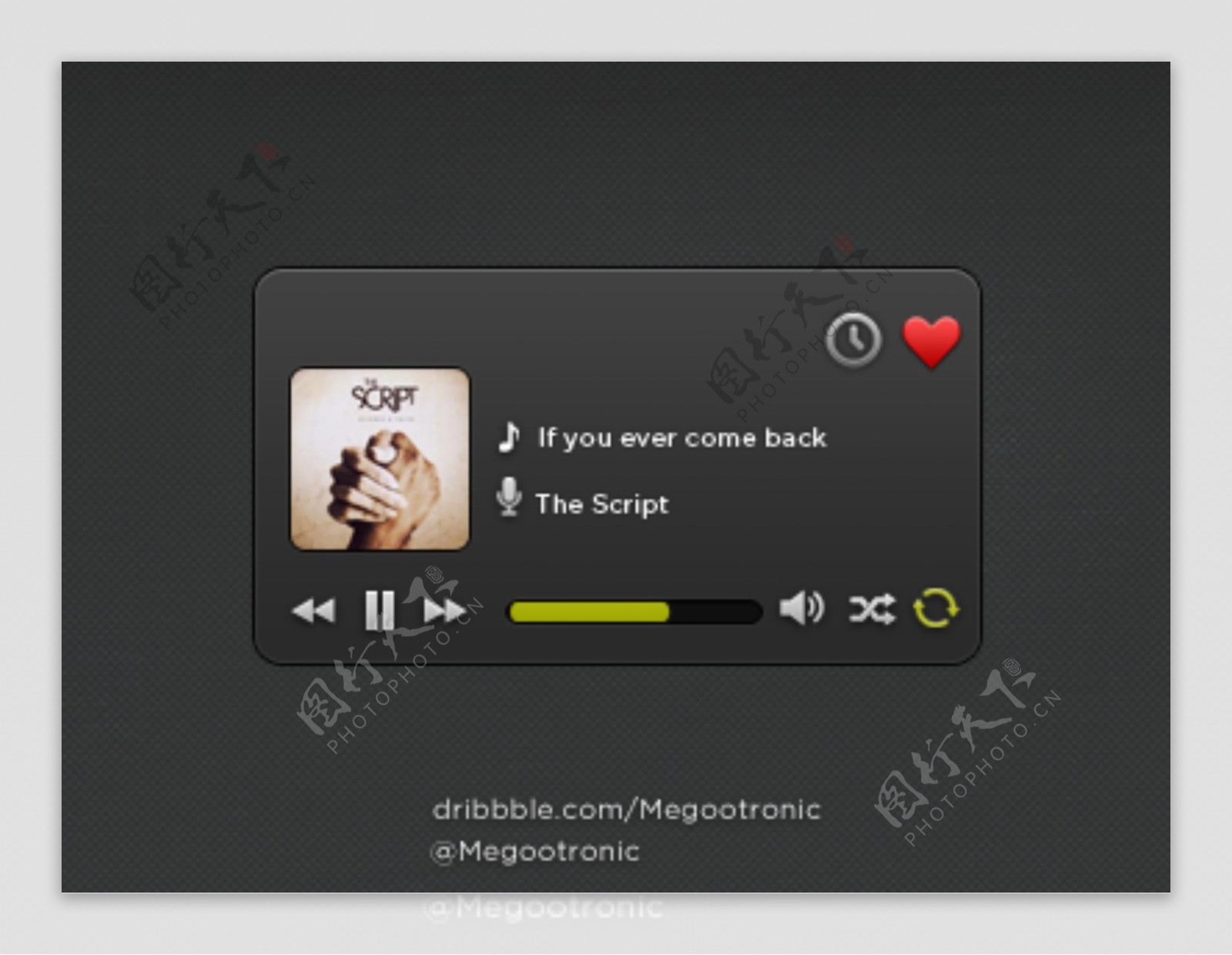 音乐播放器UI设计图标按钮素材下载