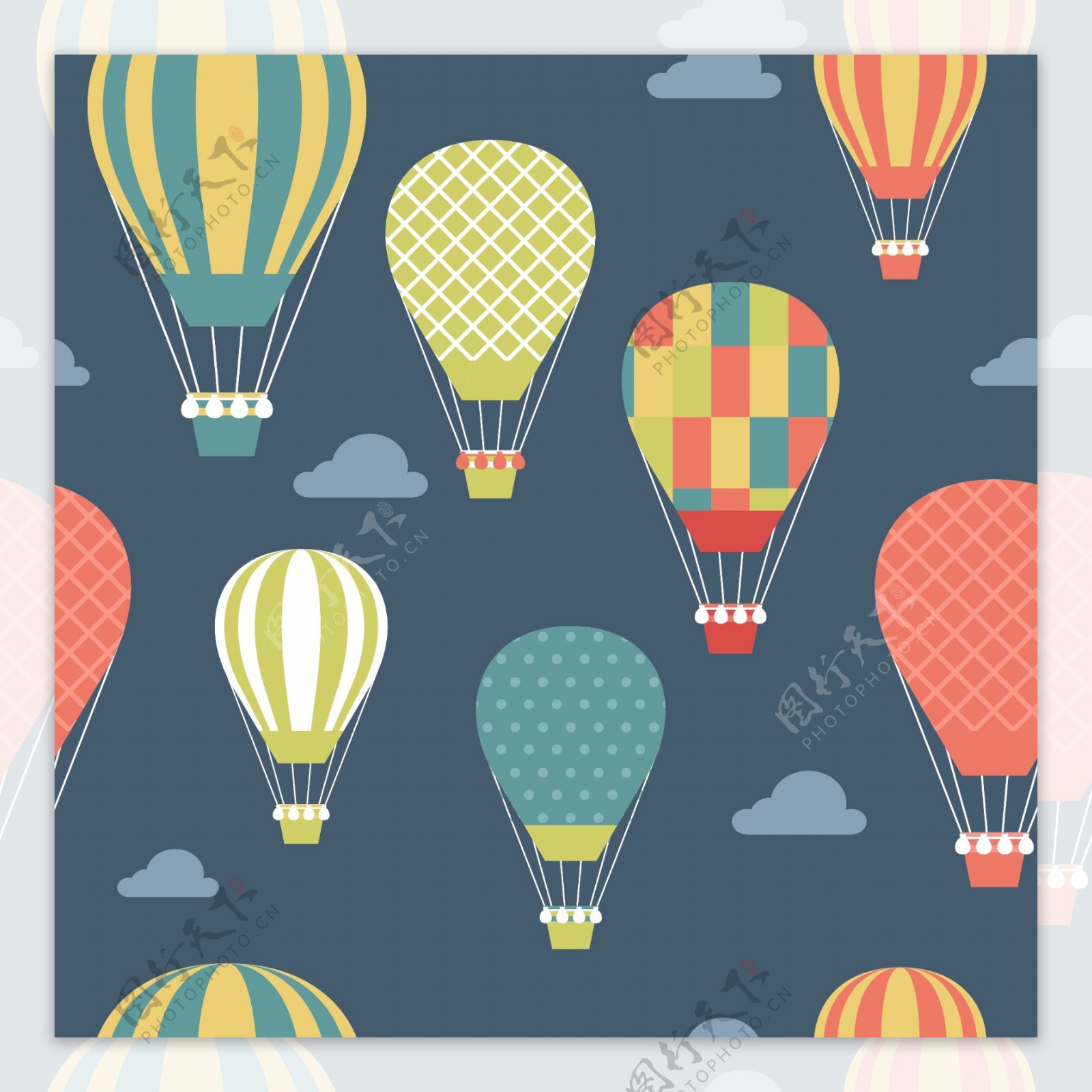 彩色热气球图案