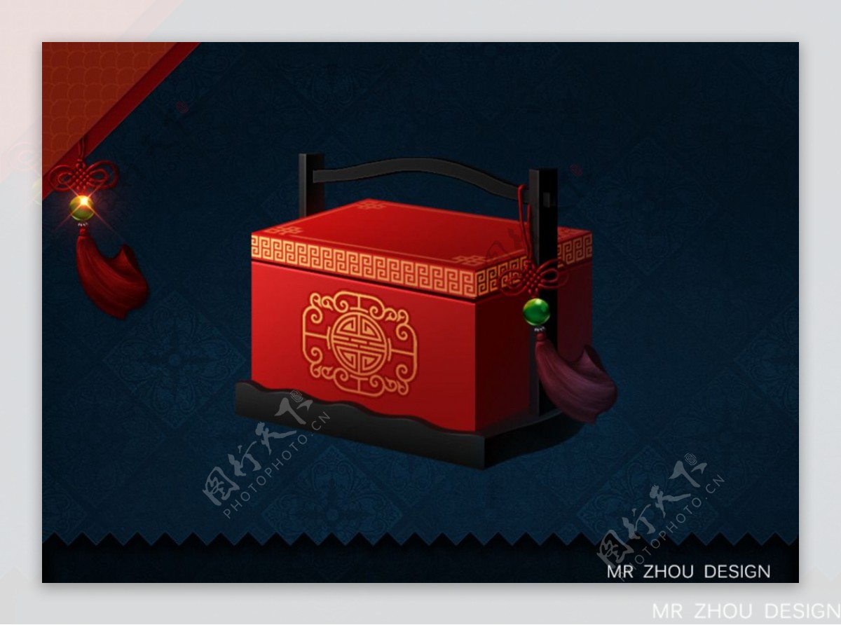 中国式礼盒国礼包装包装效果图