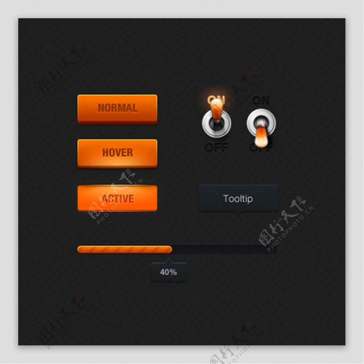 一款橙色超级有质感的GUI套件