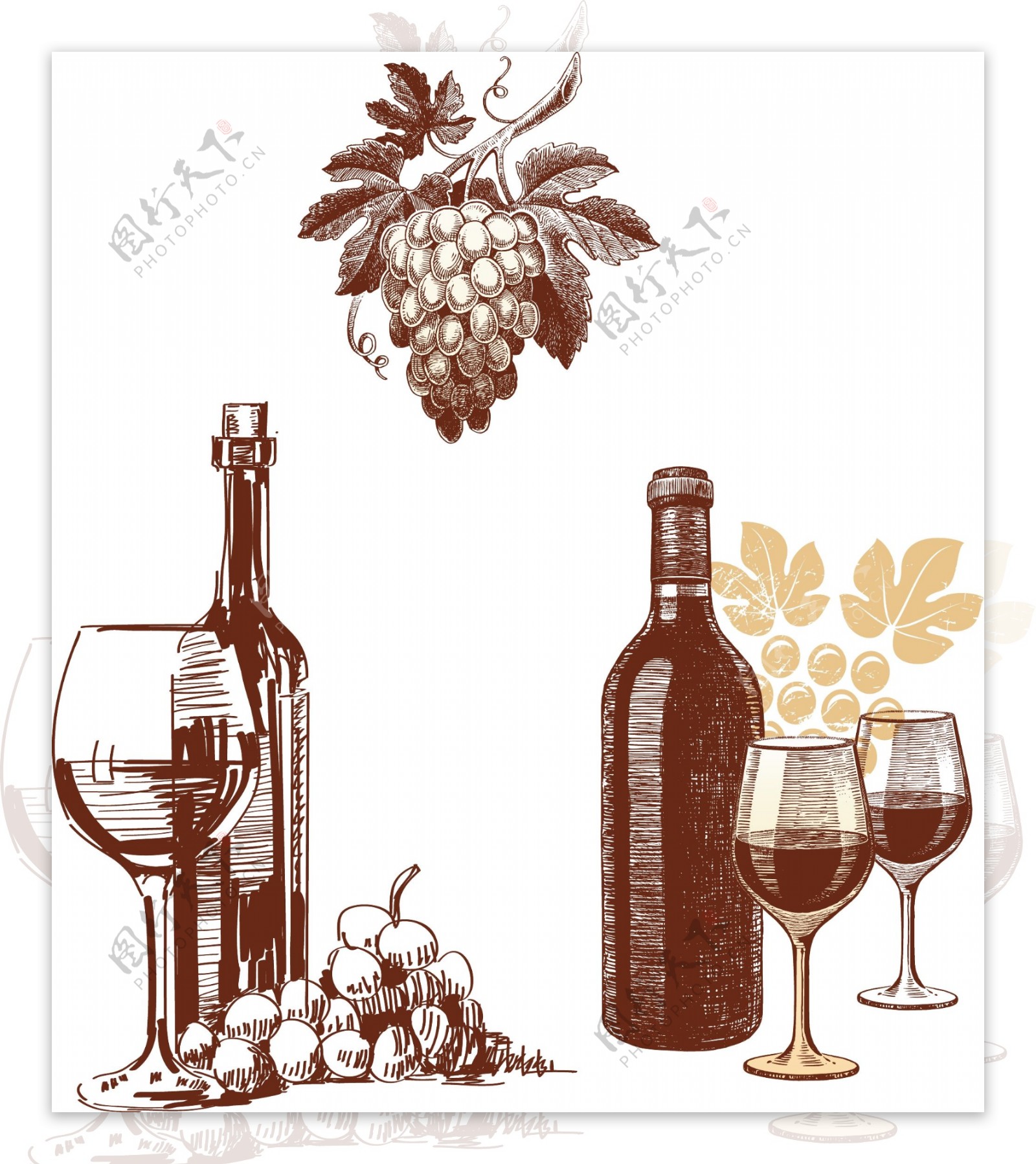 葡萄酒酒杯素描