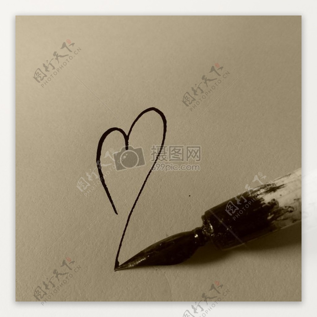 心脏用钢笔绘制
