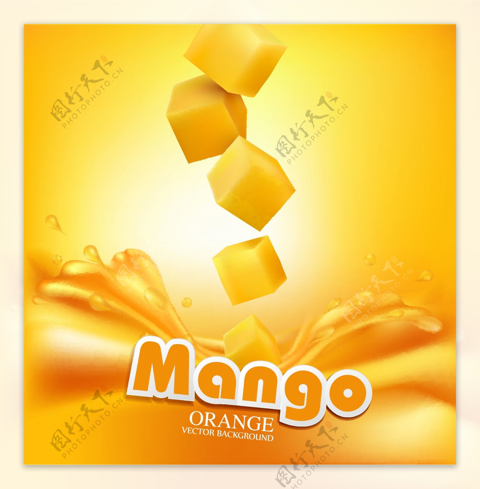 芒果和橙汁海报矢量素材下载