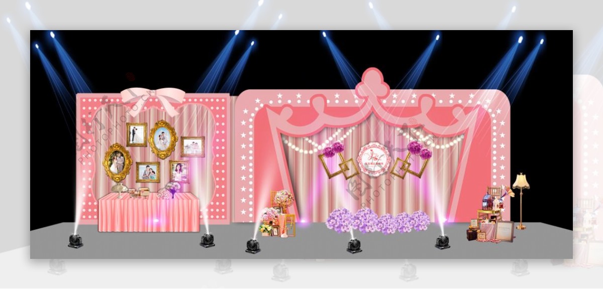 粉红公主城堡风婚礼留影展示区设计