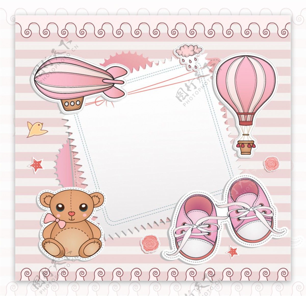 粉色婴儿元素卡片矢量素材