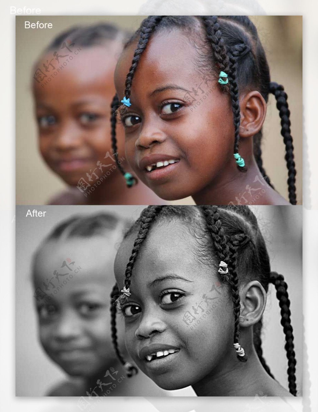 儿童照片质感的黑白效果调色动作
