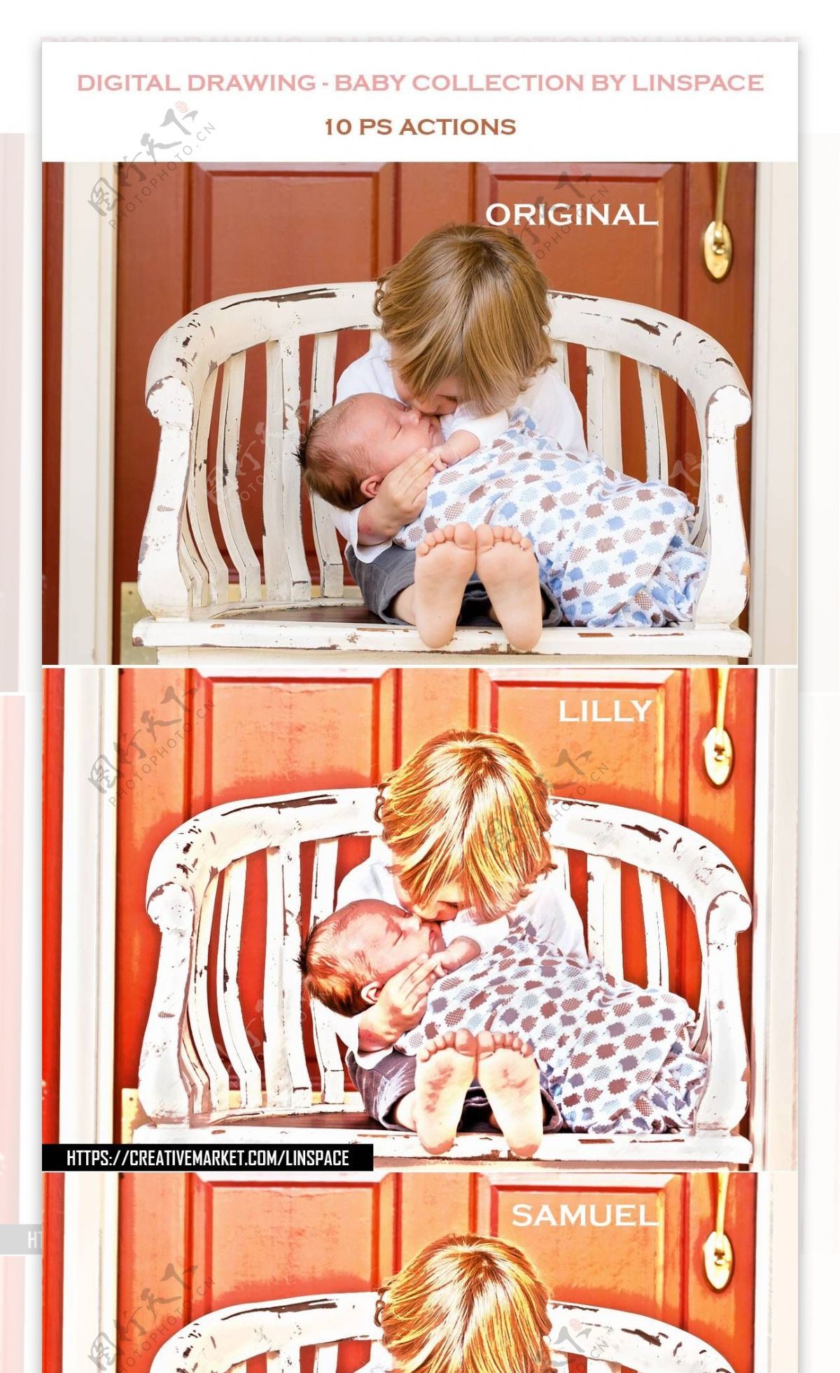 10款婴儿照片另类手绘效果动作