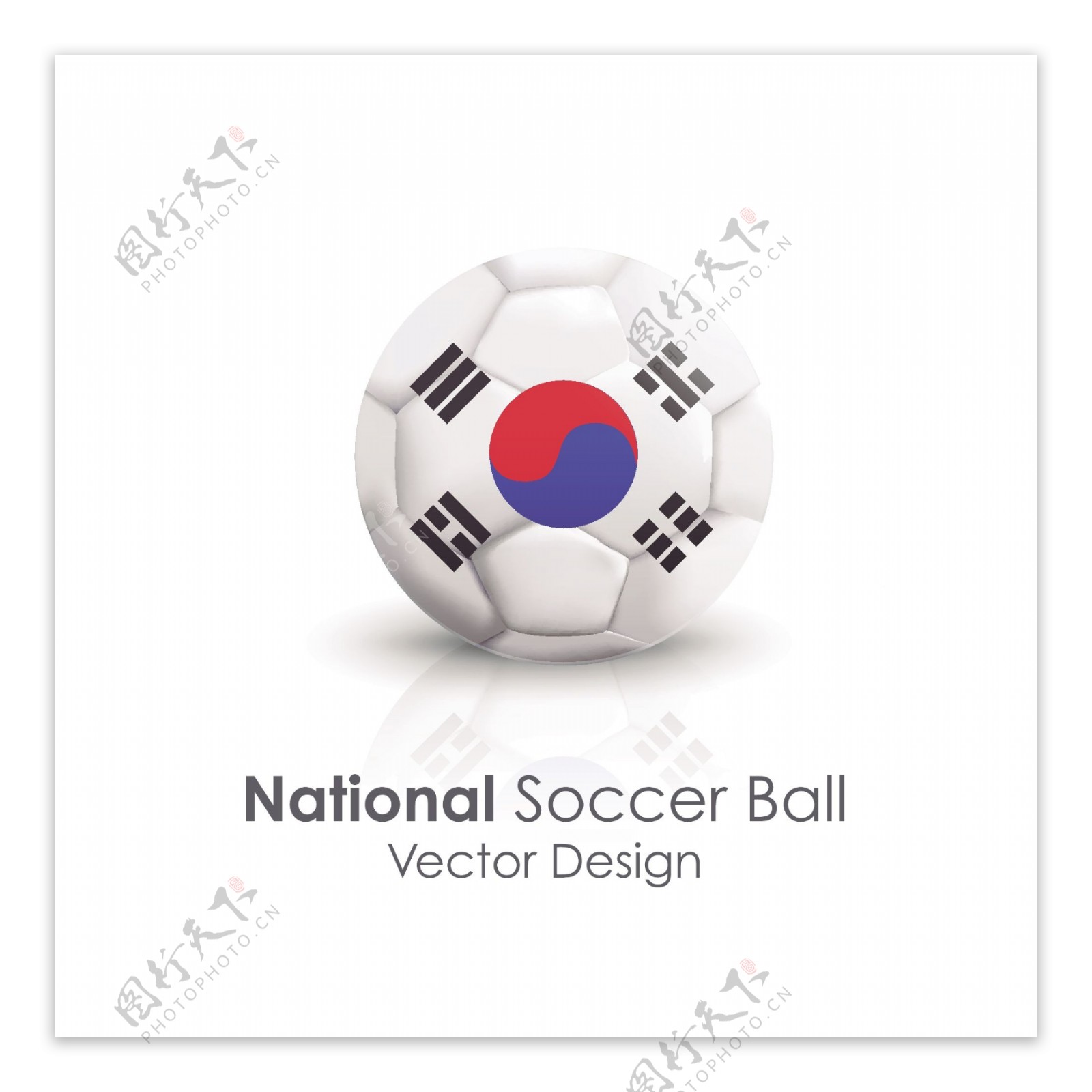韩国国旗足球贴图矢量素材