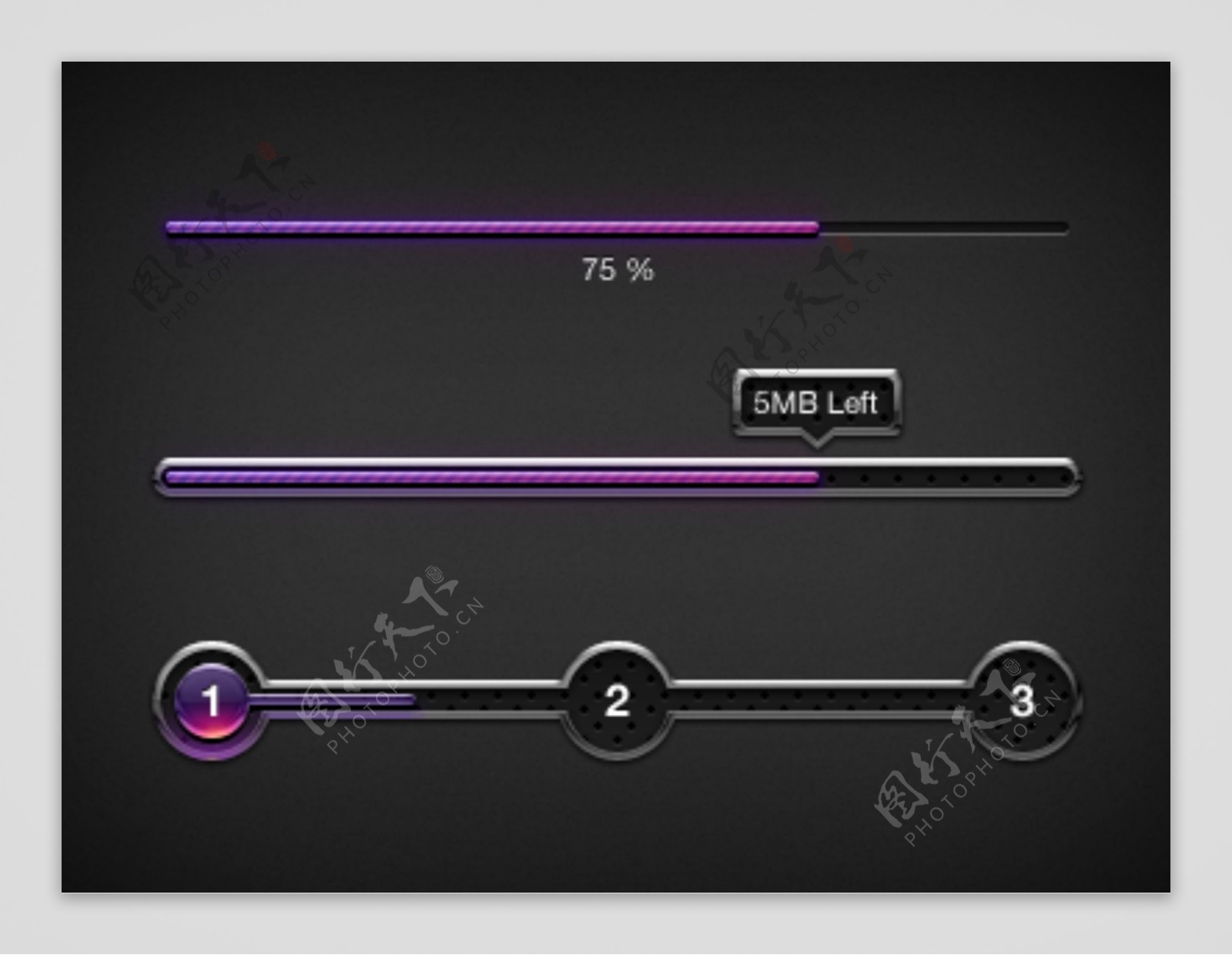紫色进度条手机UI创意进度条素材下载