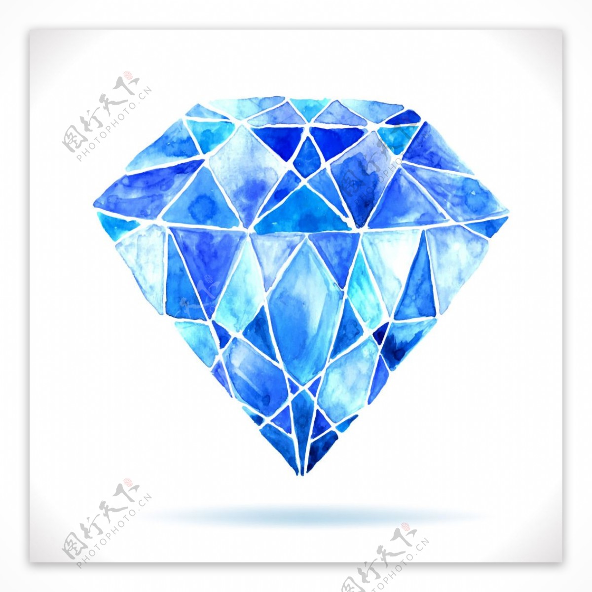 蓝色水彩钻石