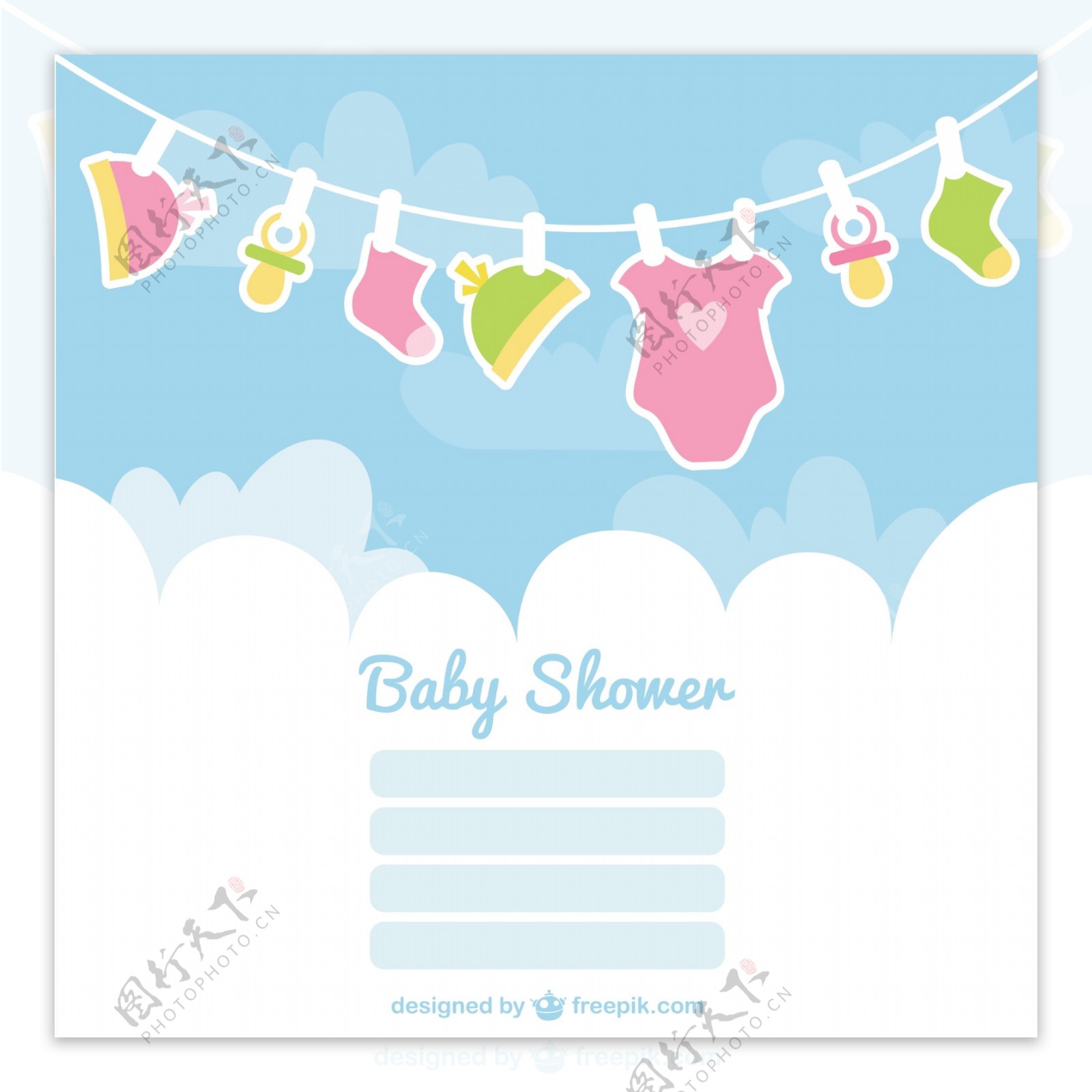 婴儿婴儿淋浴卡