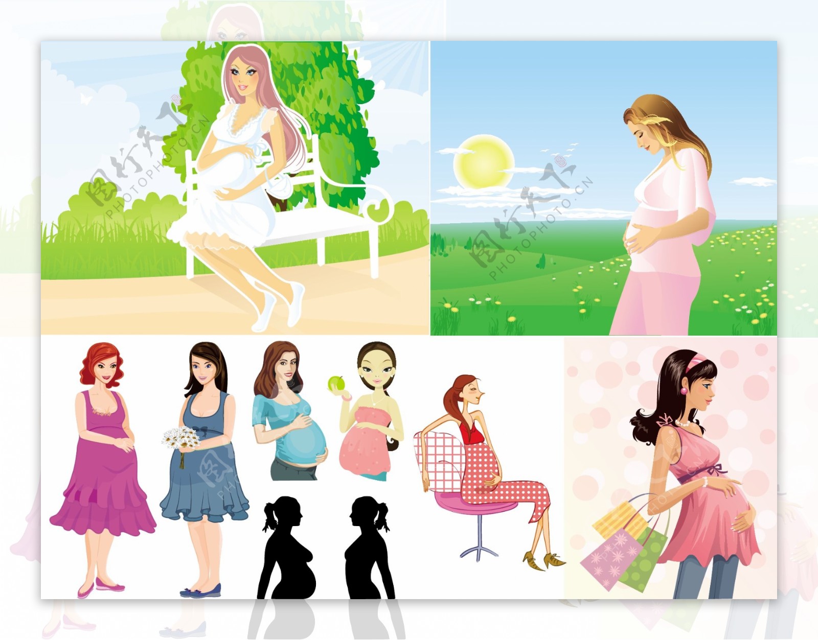 可爱的孕妇有怀孕问题插画图片素材_ID:380298438-Veer图库