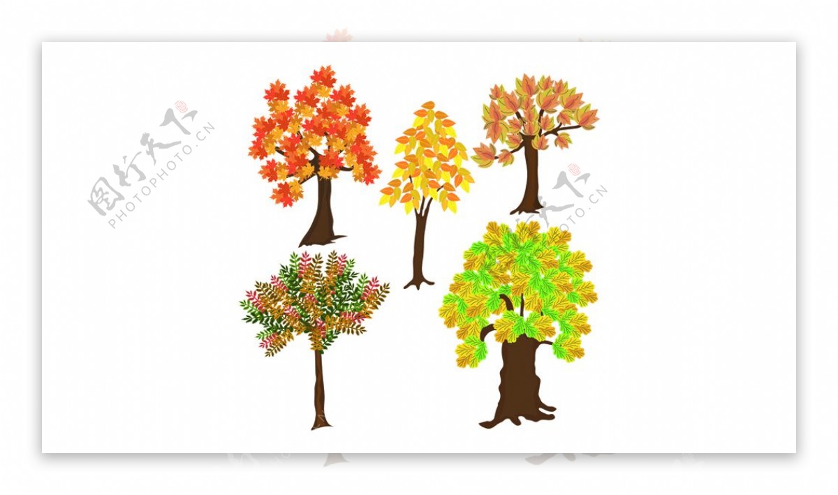 秋天的树图标矢量素材