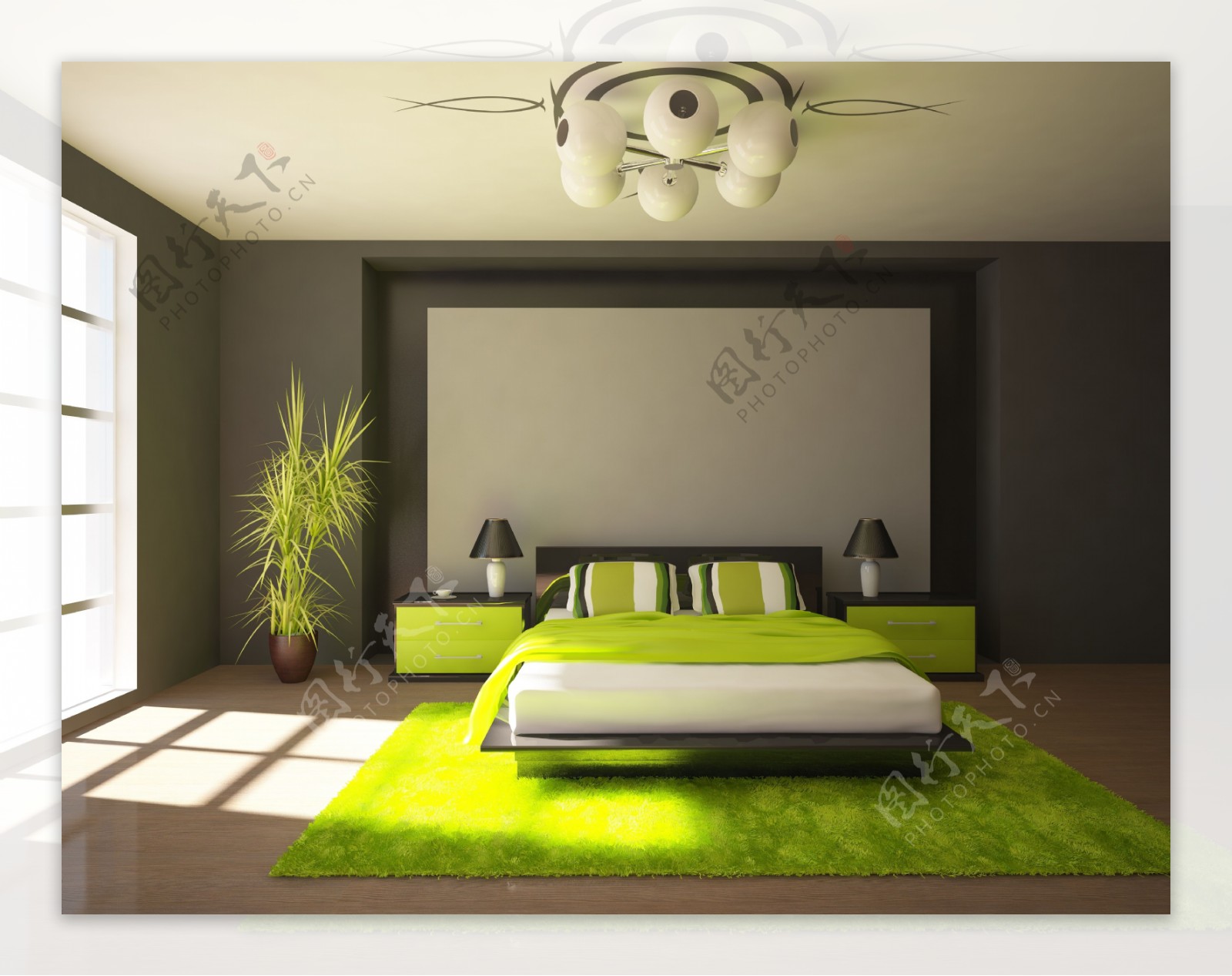 绿色时尚卧室设计图片