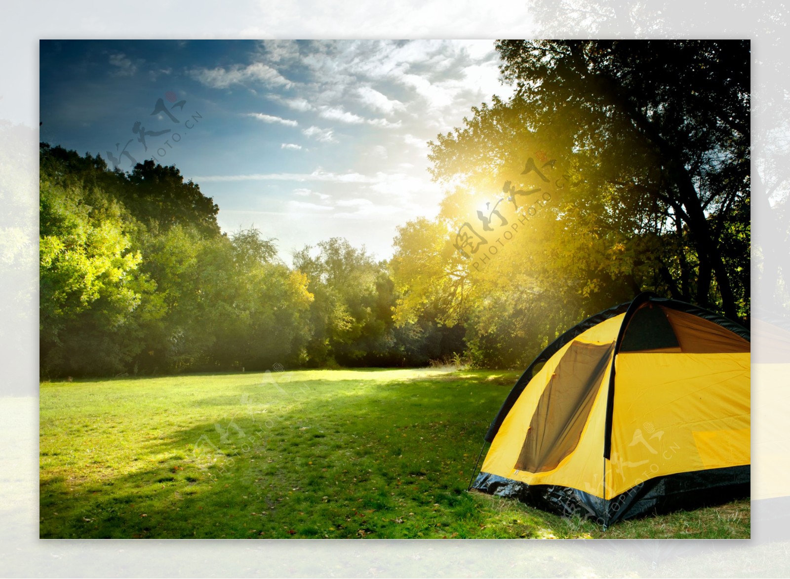 绿草地上的帐篷图片