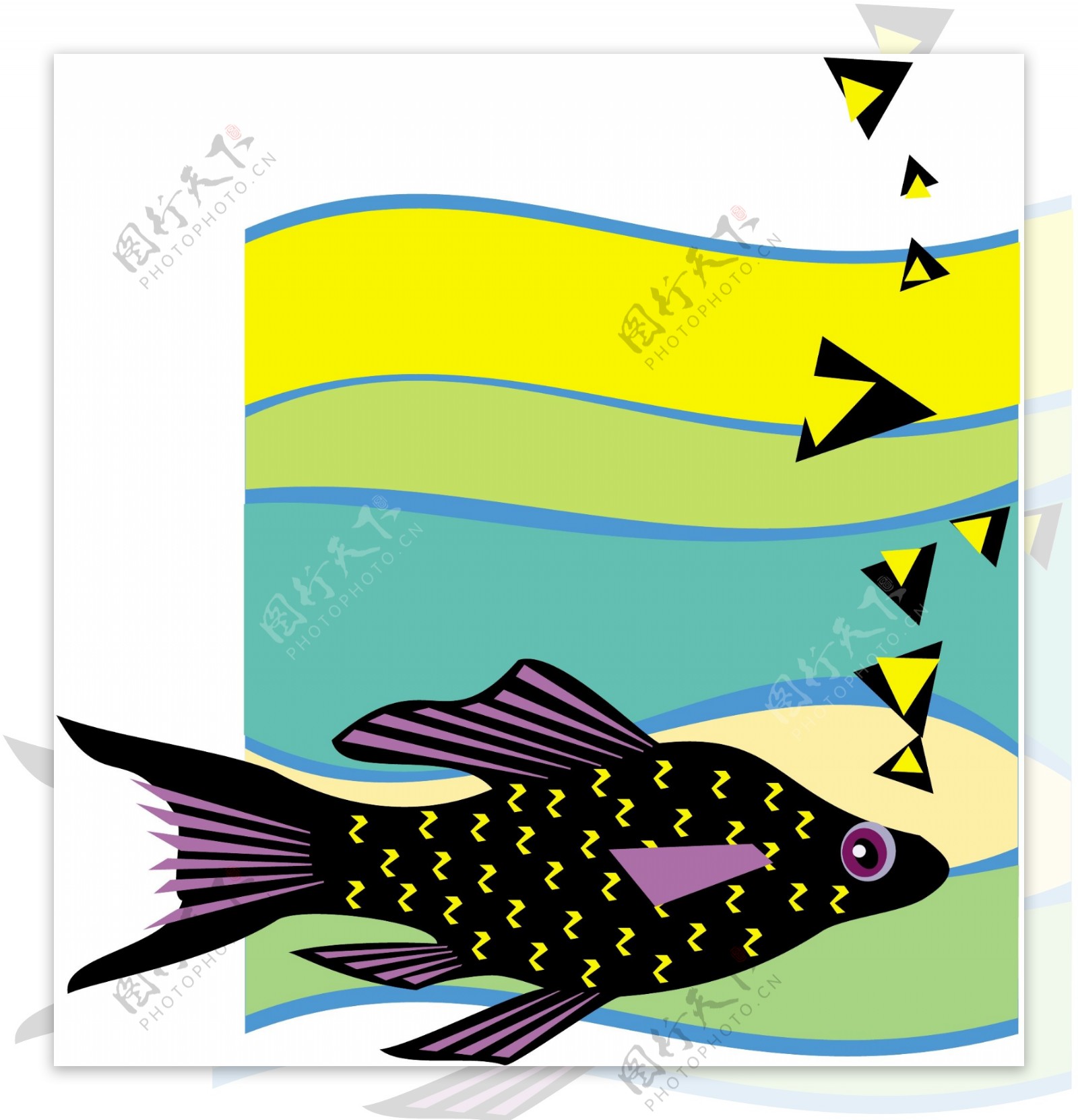 五彩小鱼水生动物矢量素材EPS格式0061