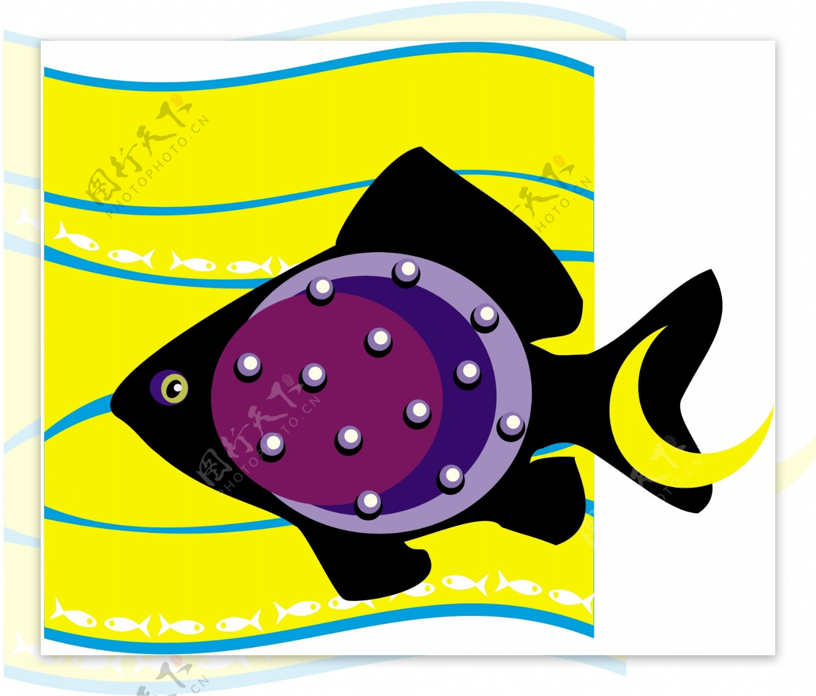 五彩小鱼水生动物矢量素材EPS格式0614