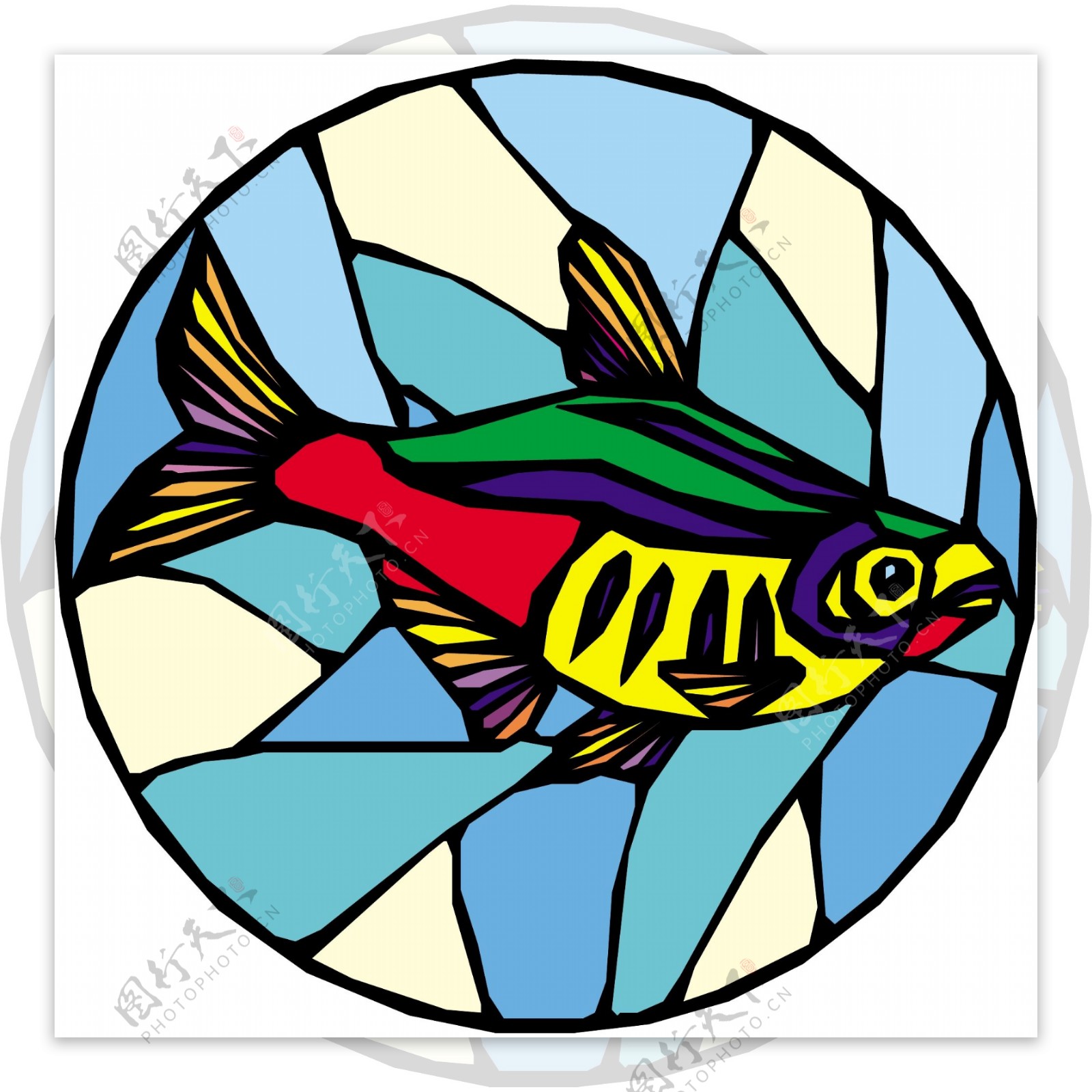 五彩小鱼水生动物矢量素材EPS格式0687