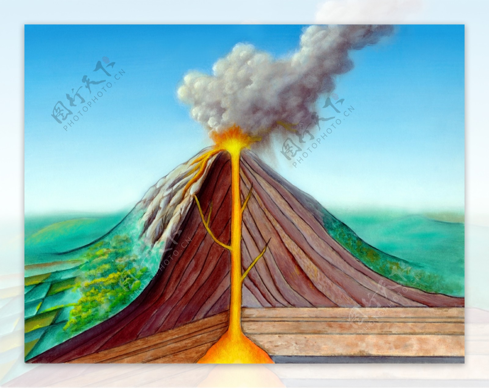 火山爆发图标卡通火山插画图片素材_ID:425332596-Veer图库
