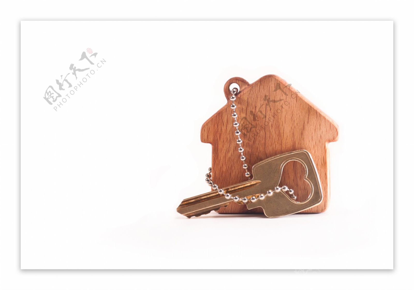 木纹房子金色锁匙
