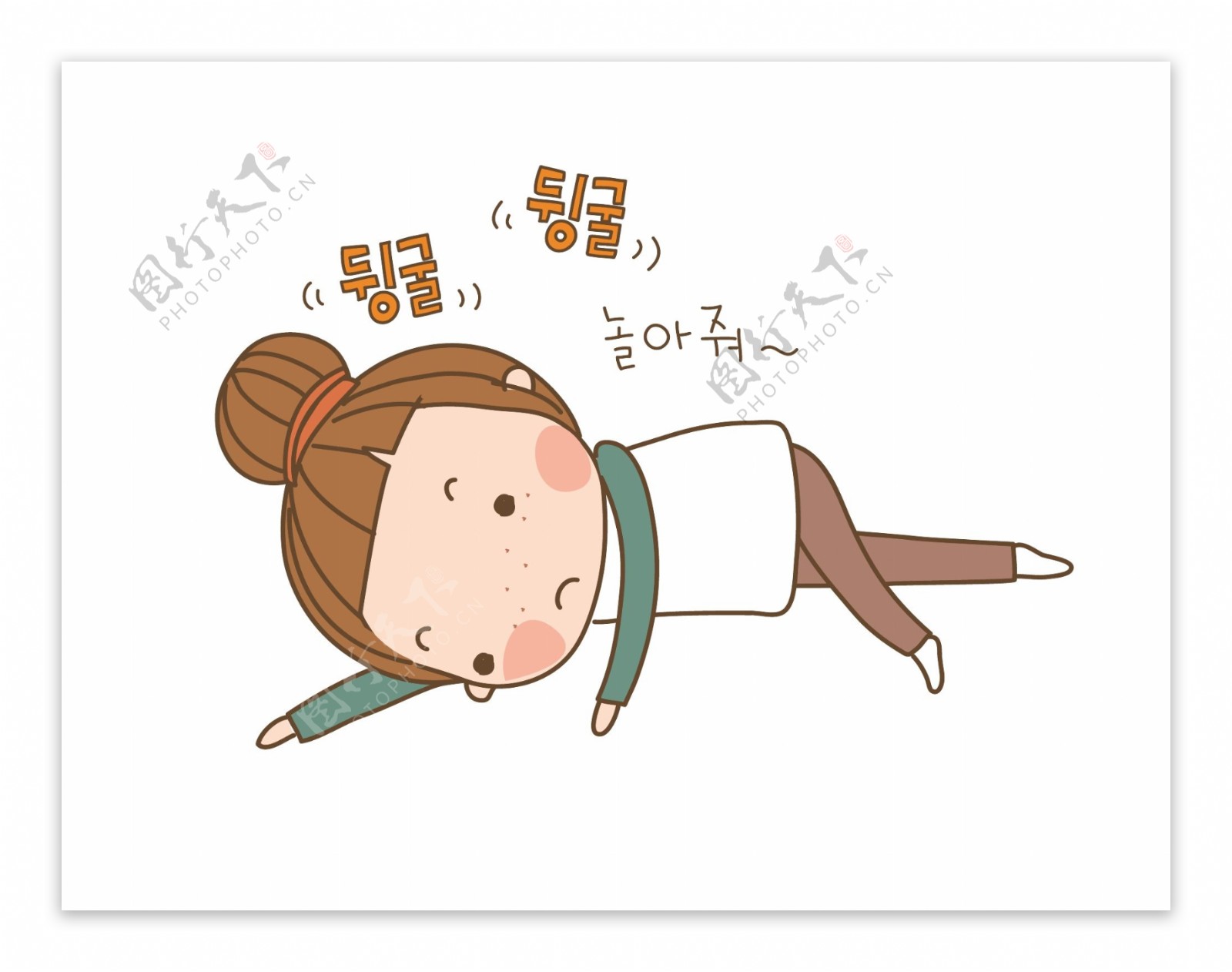 卡通韩国睡觉人物