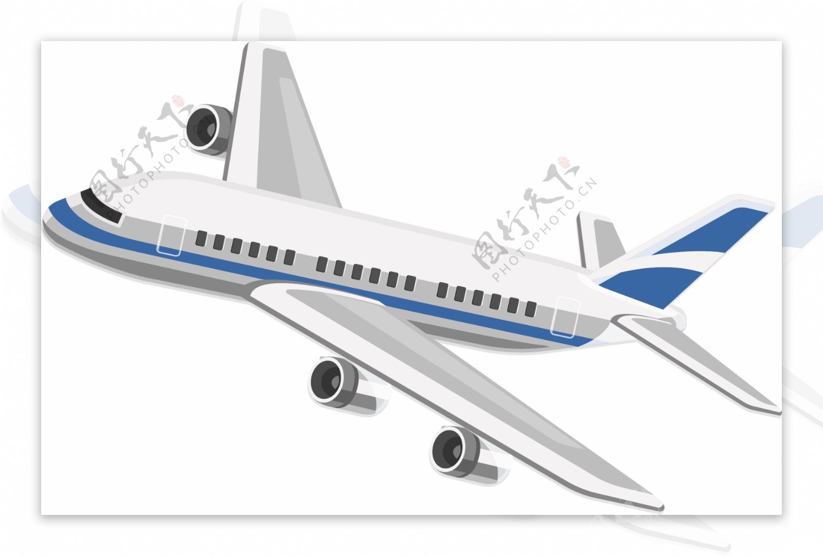 蓝色矢量飞机装饰图案元素素材