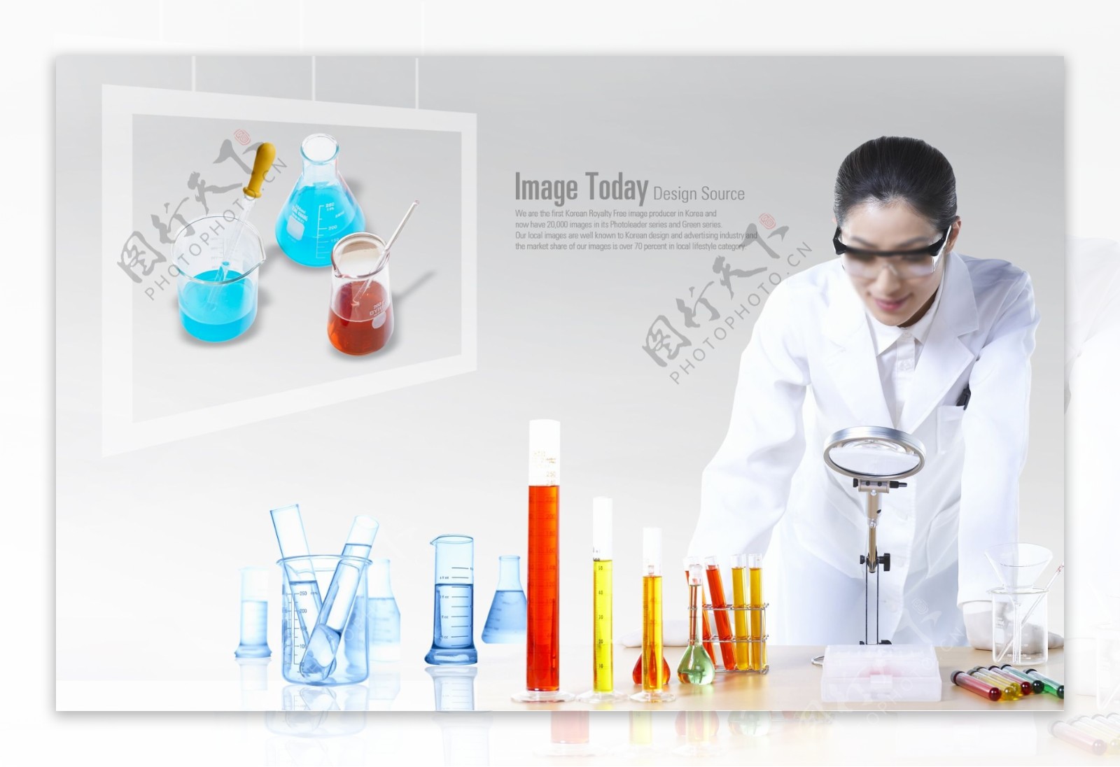 化学实验器具与医生人物PSD分层素材