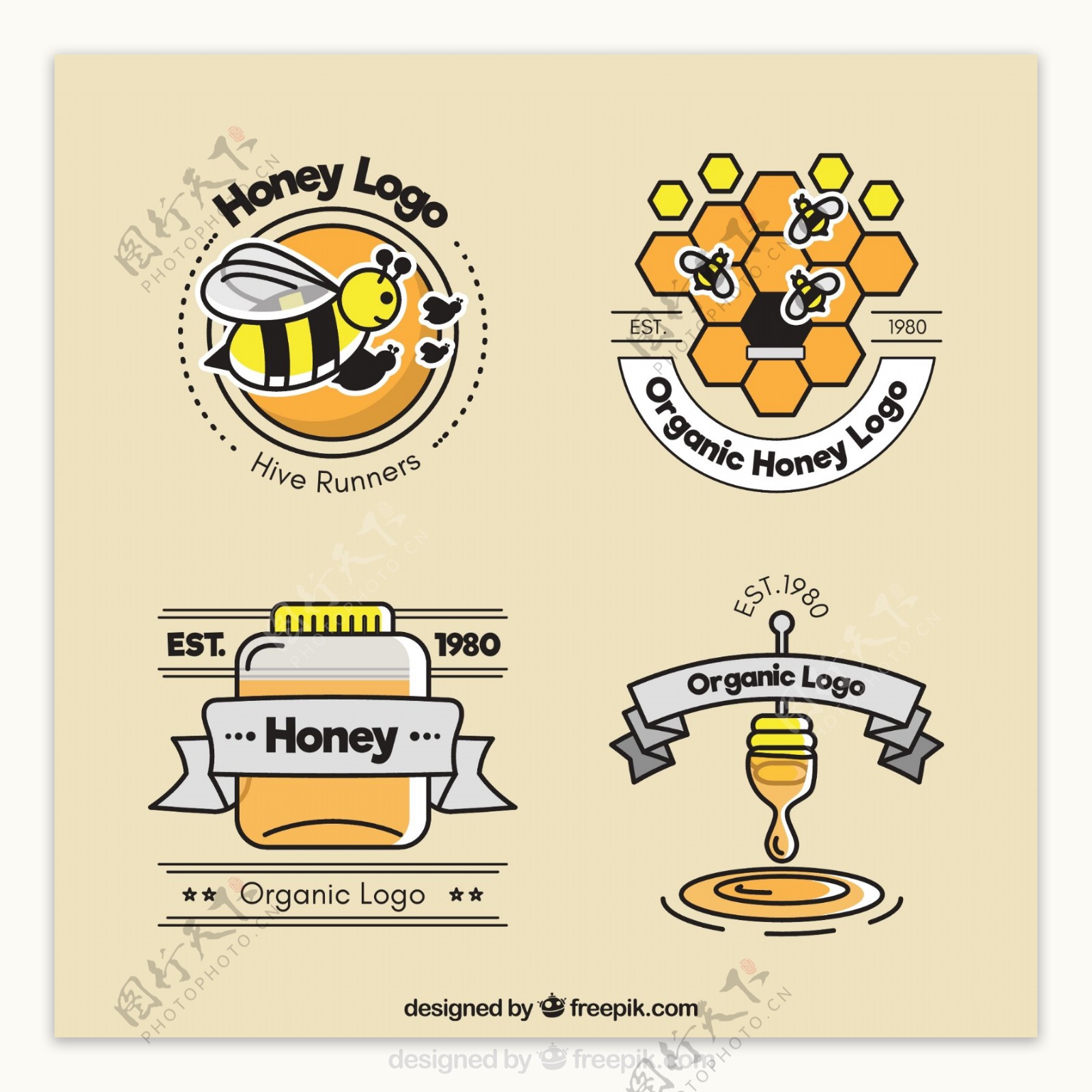 卡通矢量蜂蜜标志